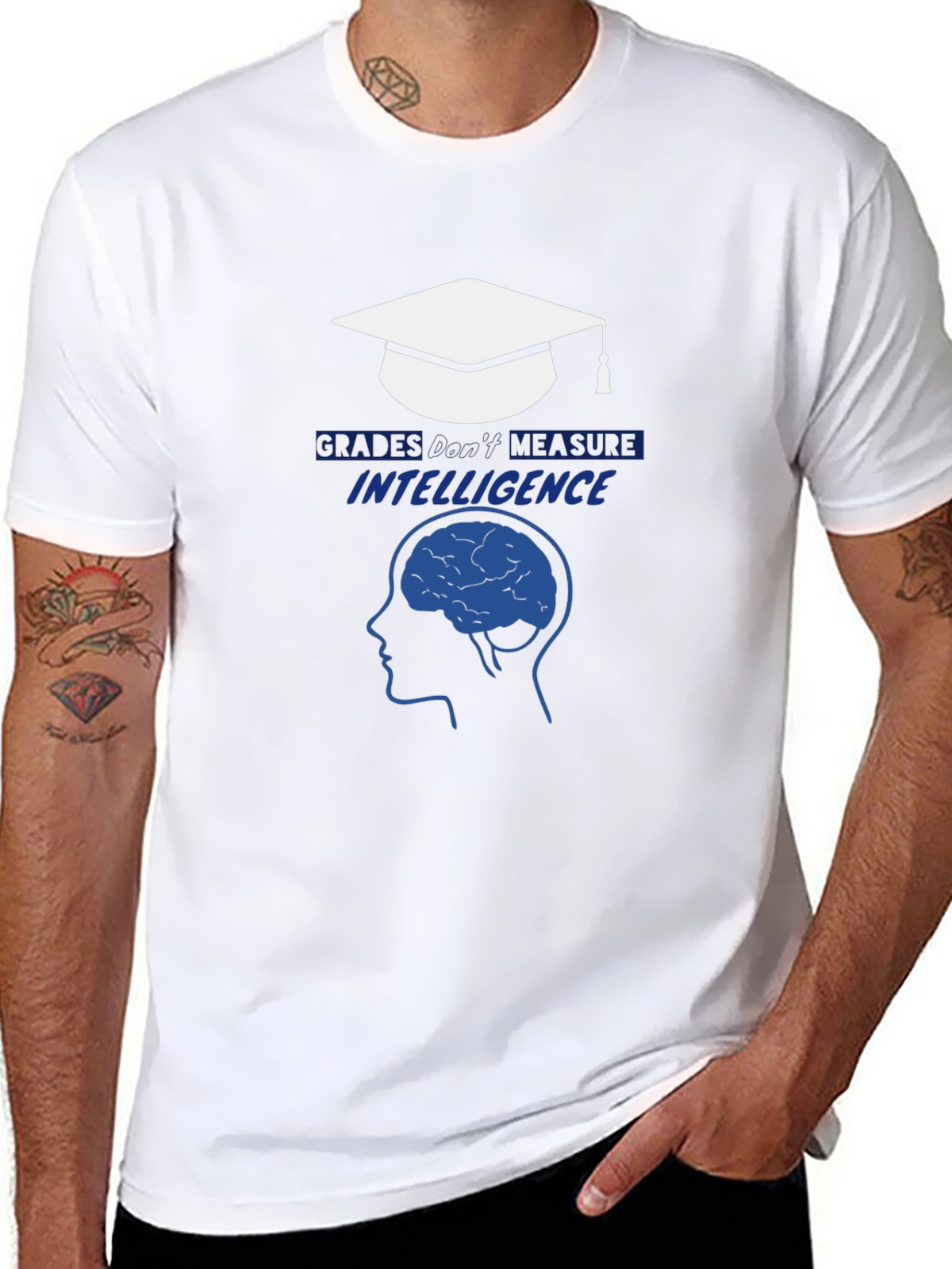 Intelligence T-Shirt - Graduation Cap & Brain Design