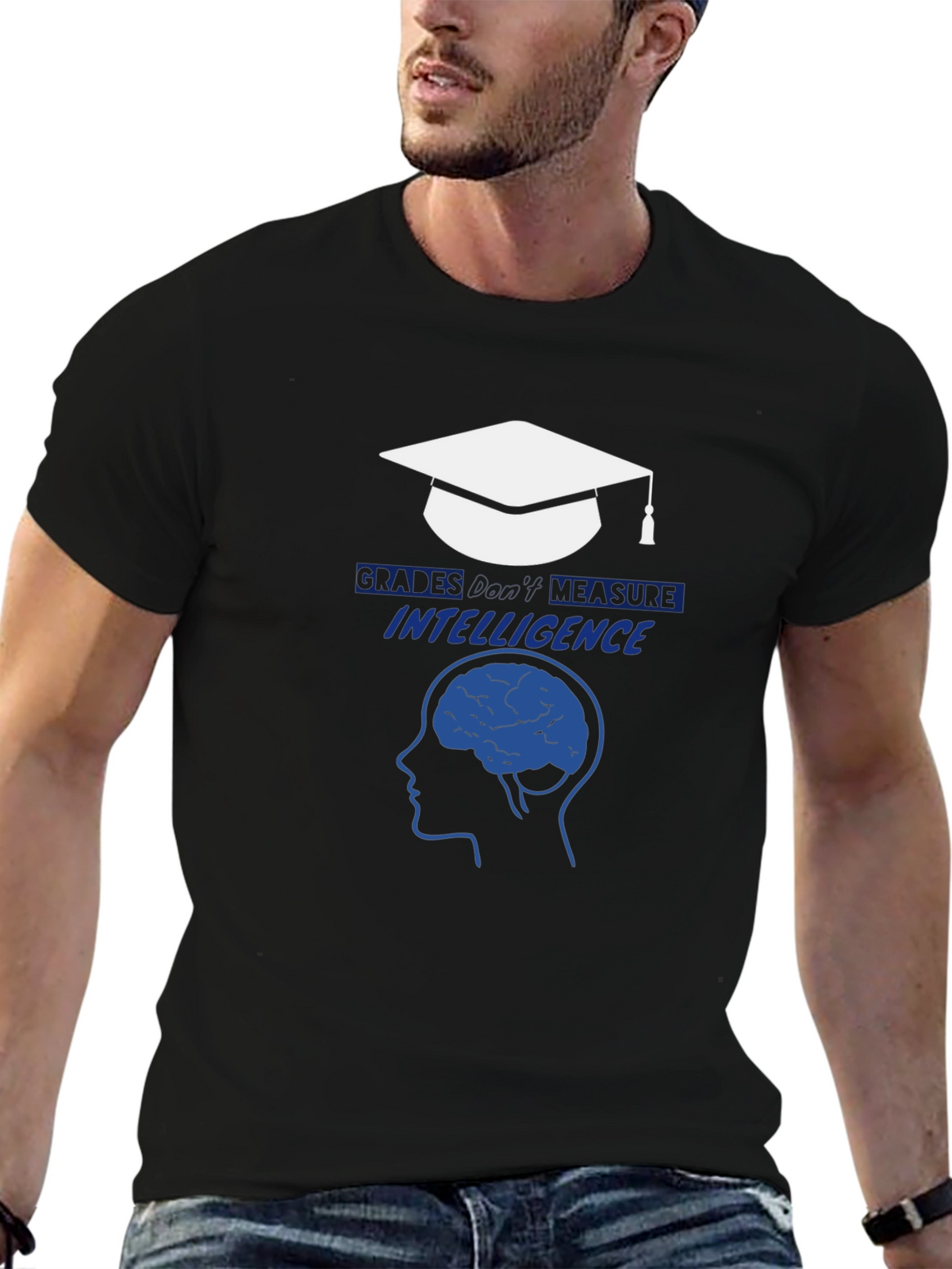 Intelligence T-Shirt - Graduation Cap & Brain Design