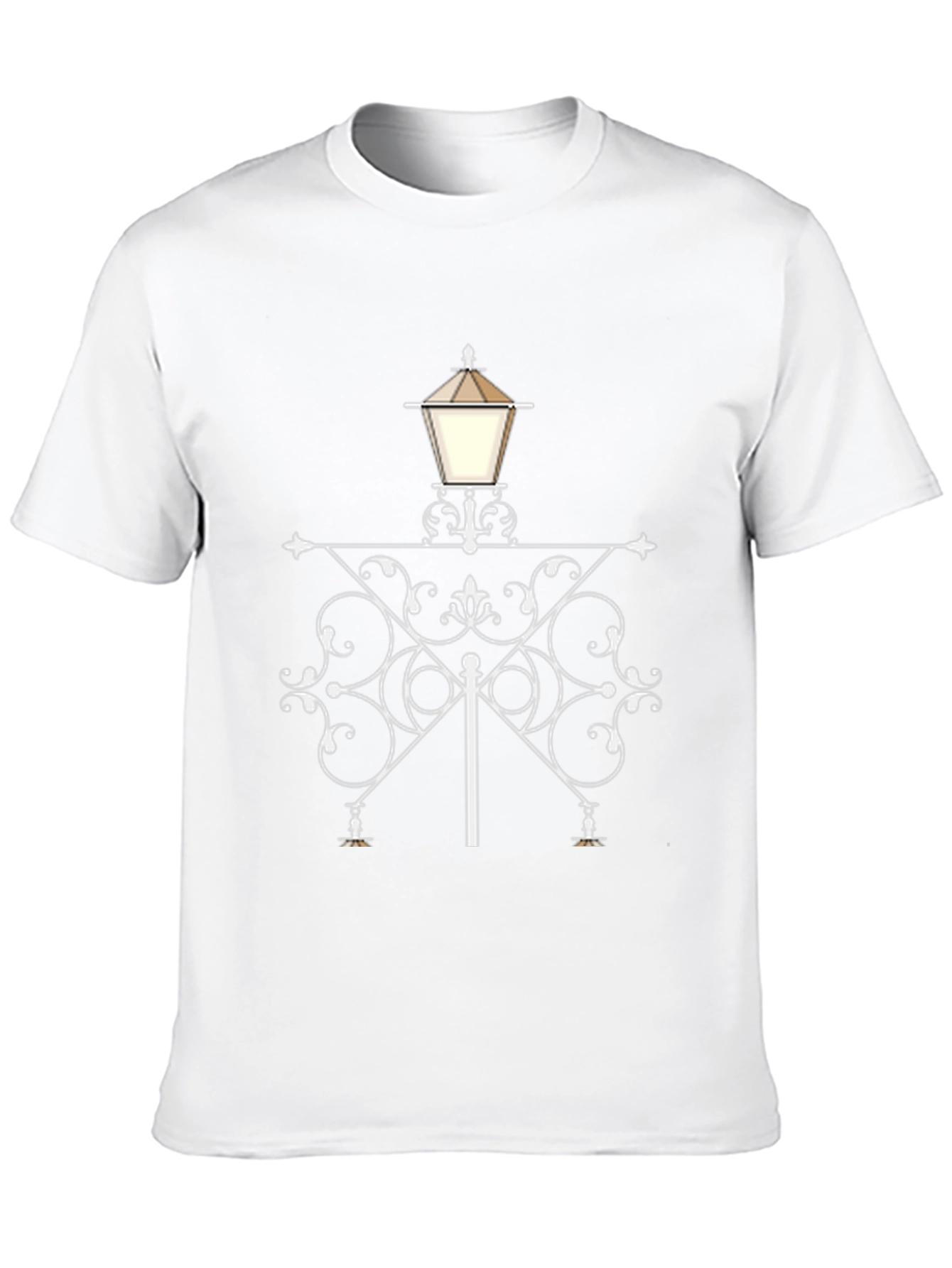 Stylish Street Lamp Graphic Tee - Black Cotton Blend