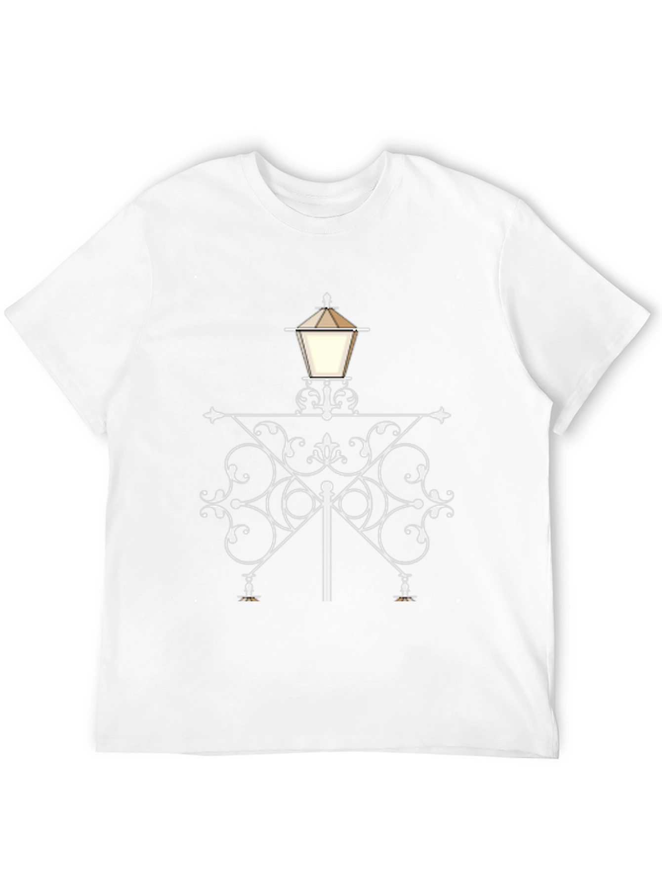 Stylish Street Lamp Graphic Tee - Black Cotton Blend