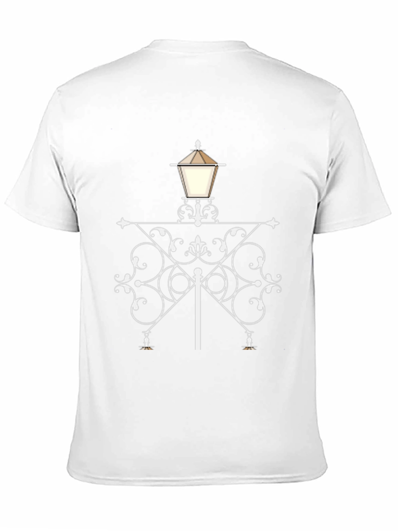 Stylish Street Lamp Graphic Tee - Black Cotton Blend