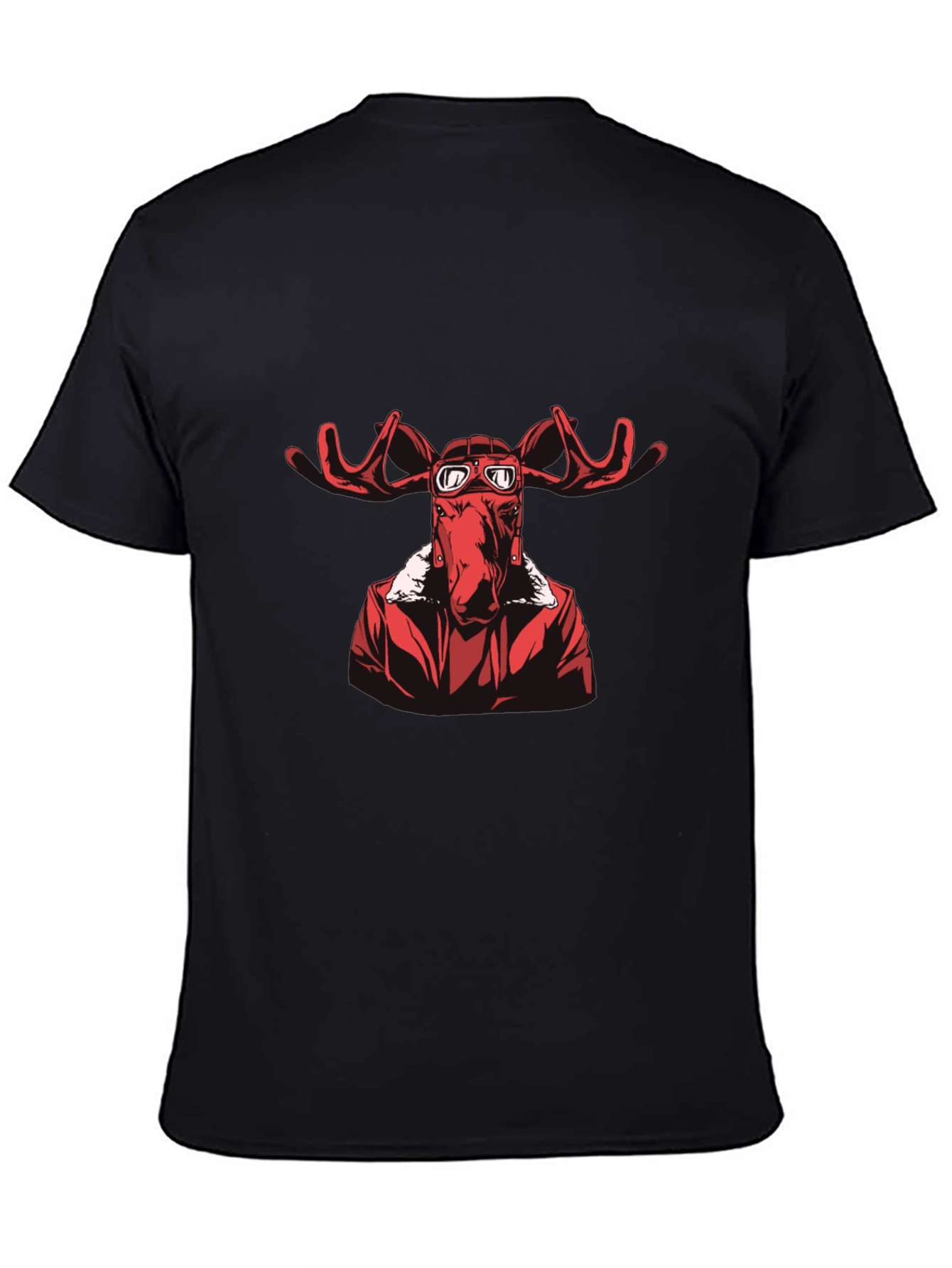Moose Pilot Graphic T-Shirt - Black Cotton Tee