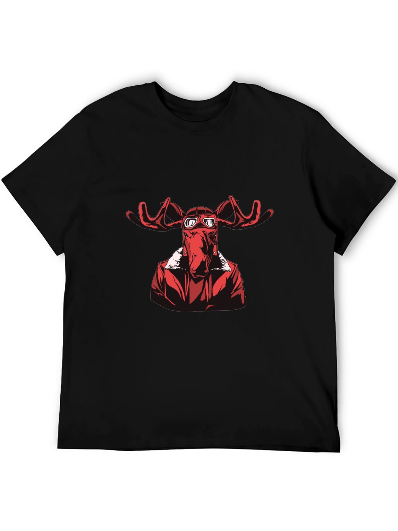 Moose Pilot Graphic T-Shirt - Black Cotton Tee