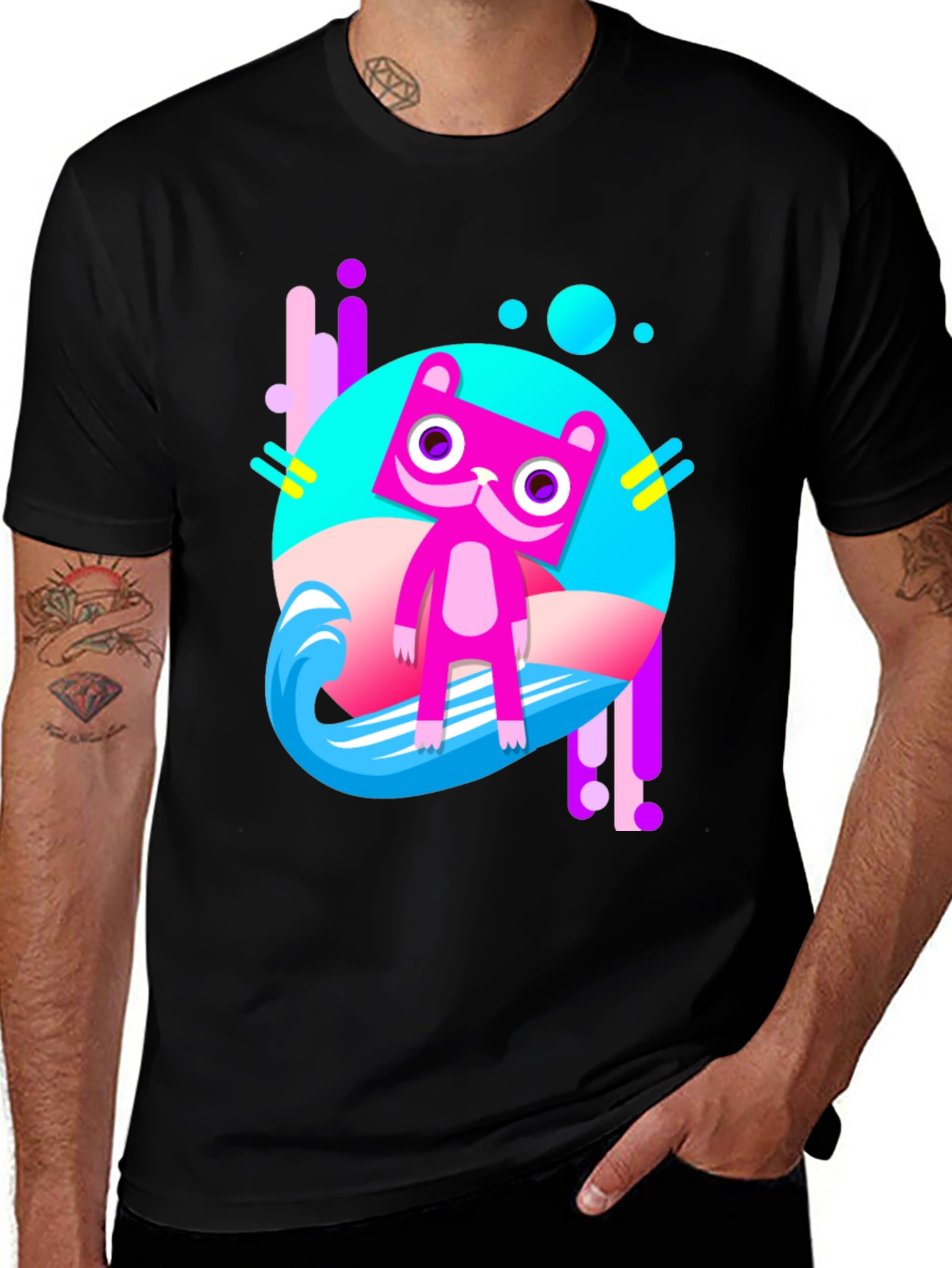 Funky Cat T-Shirt - Black