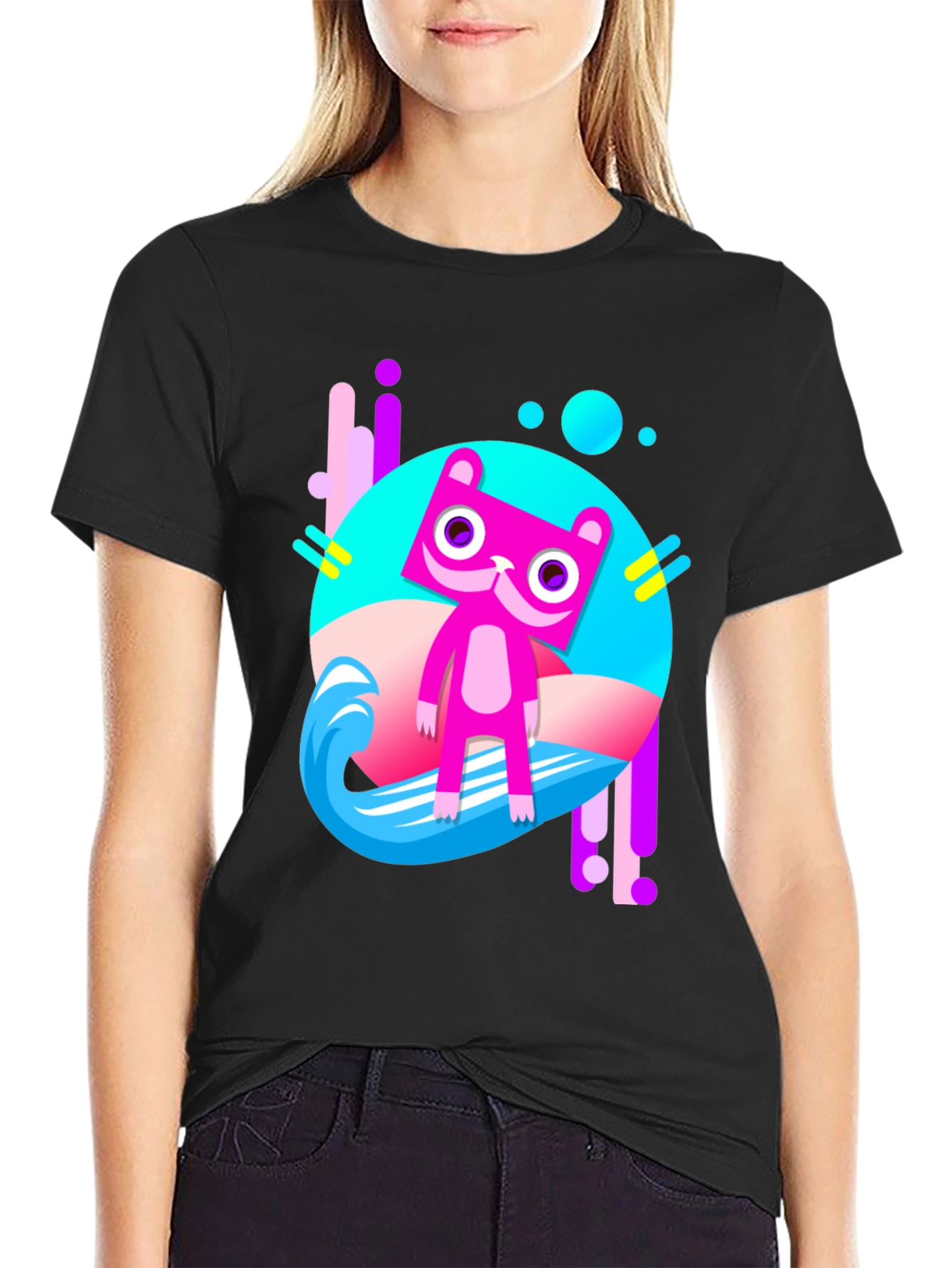 Funky Cat T-Shirt - Black
