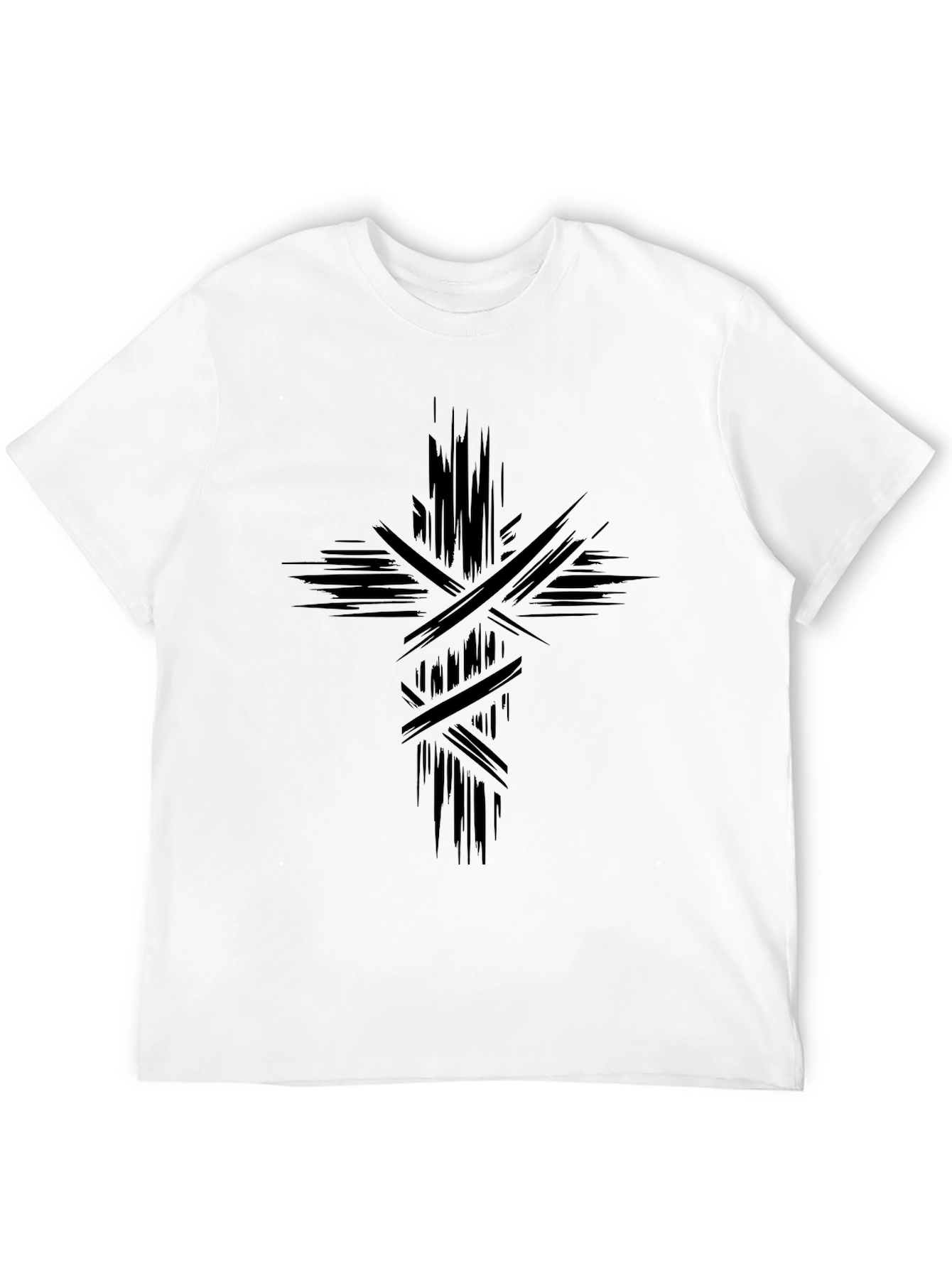 Abstract Cross Graphic Black T-Shirt