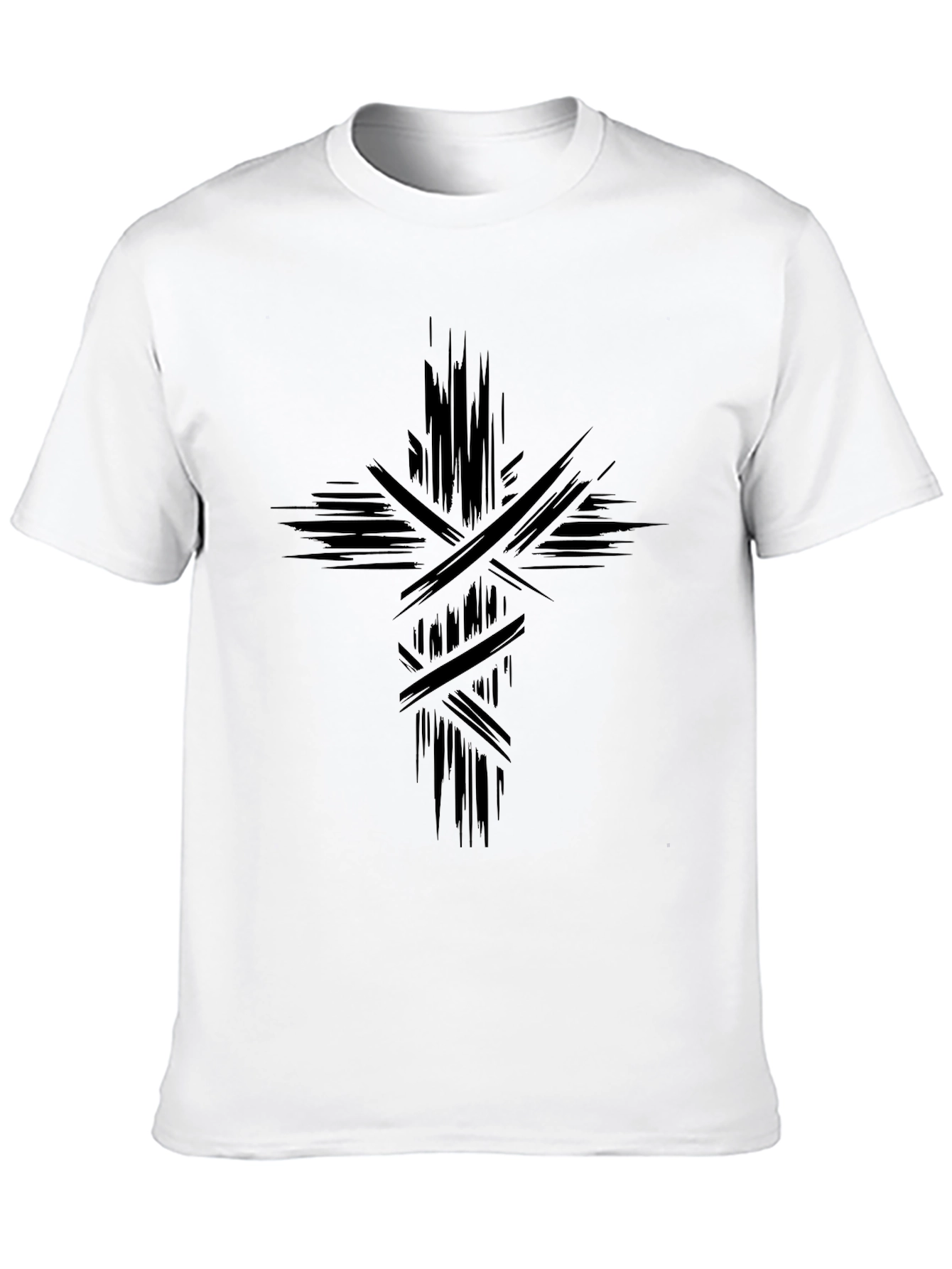 Abstract Cross Graphic Black T-Shirt