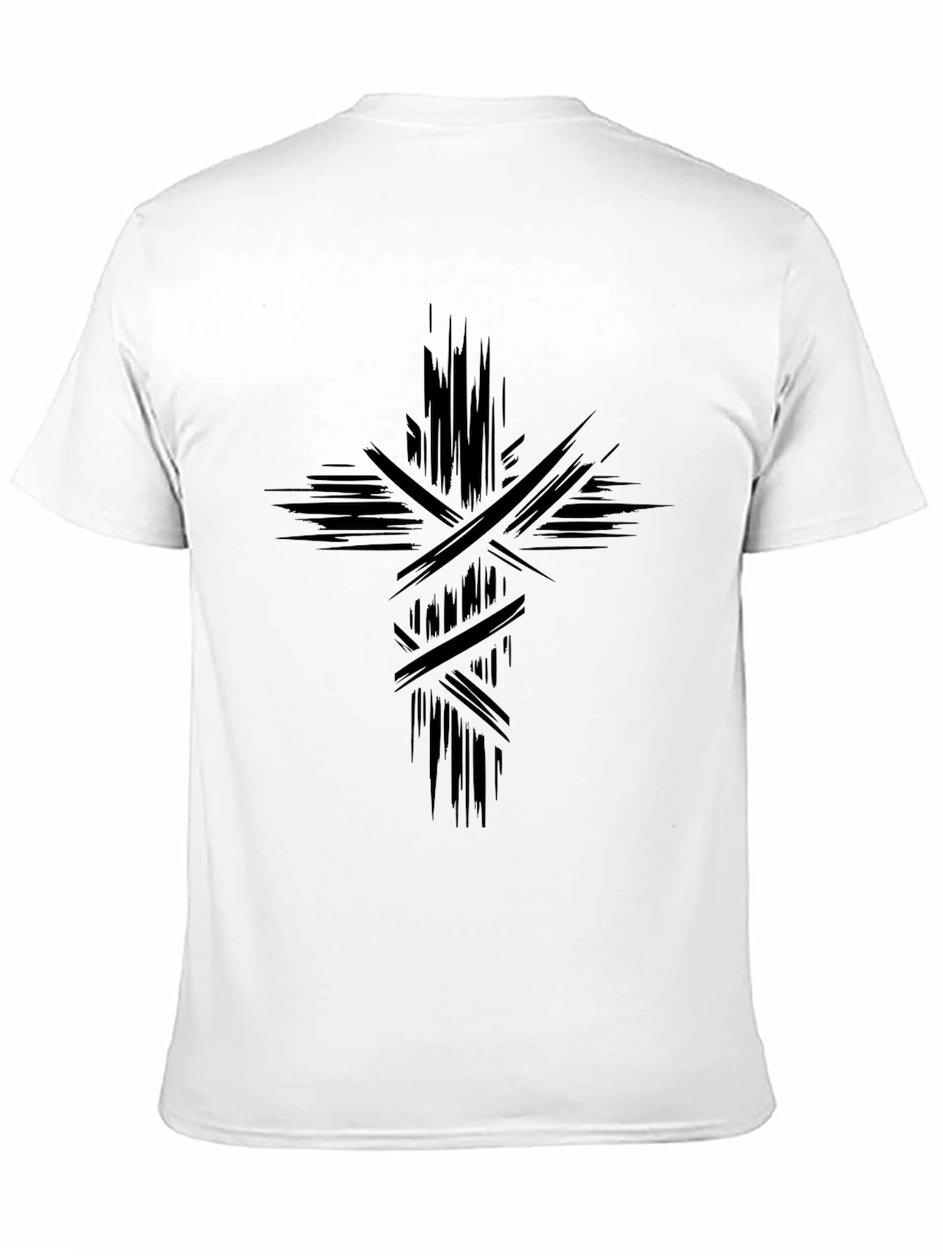 Abstract Cross Graphic Black T-Shirt