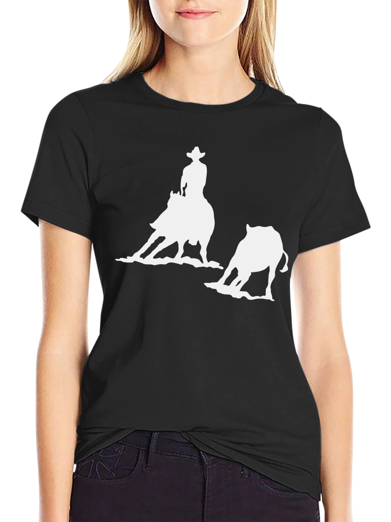 Rodeo Cowboy Graphic Tee - Black Cotton T-Shirt