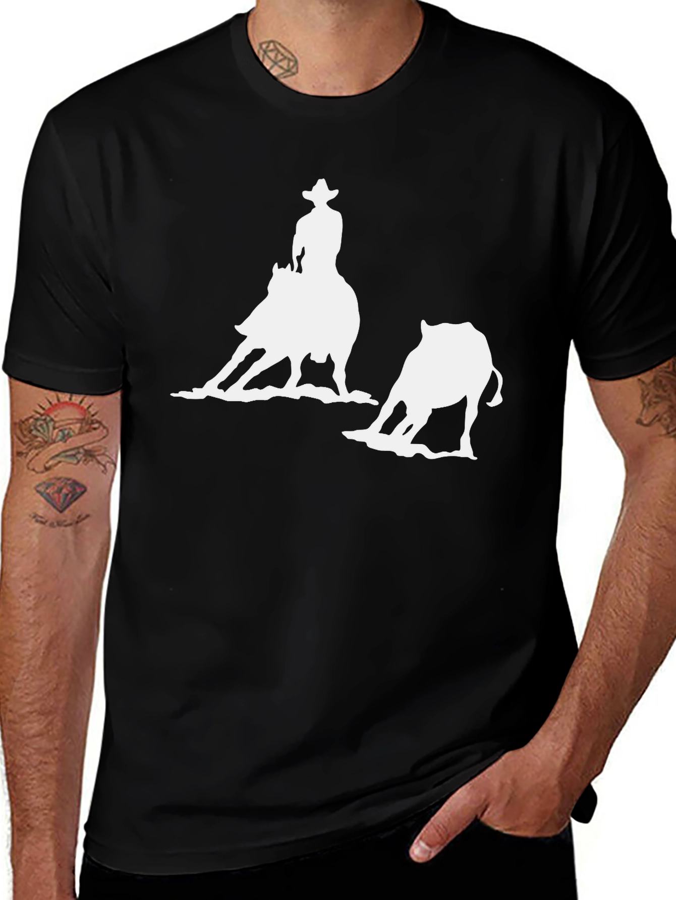 Rodeo Cowboy Graphic Tee - Black Cotton T-Shirt
