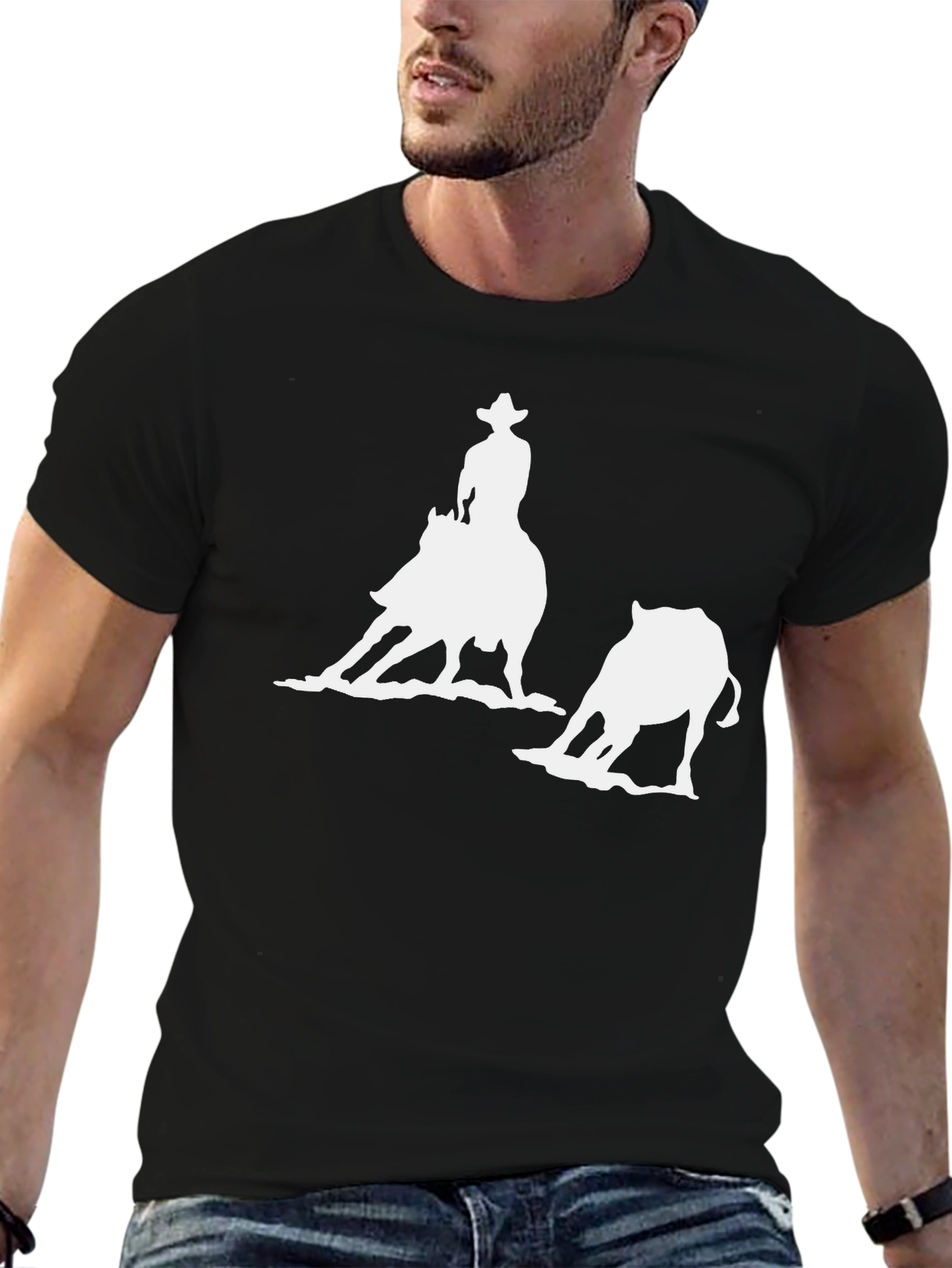 Rodeo Cowboy Graphic Tee - Black Cotton T-Shirt