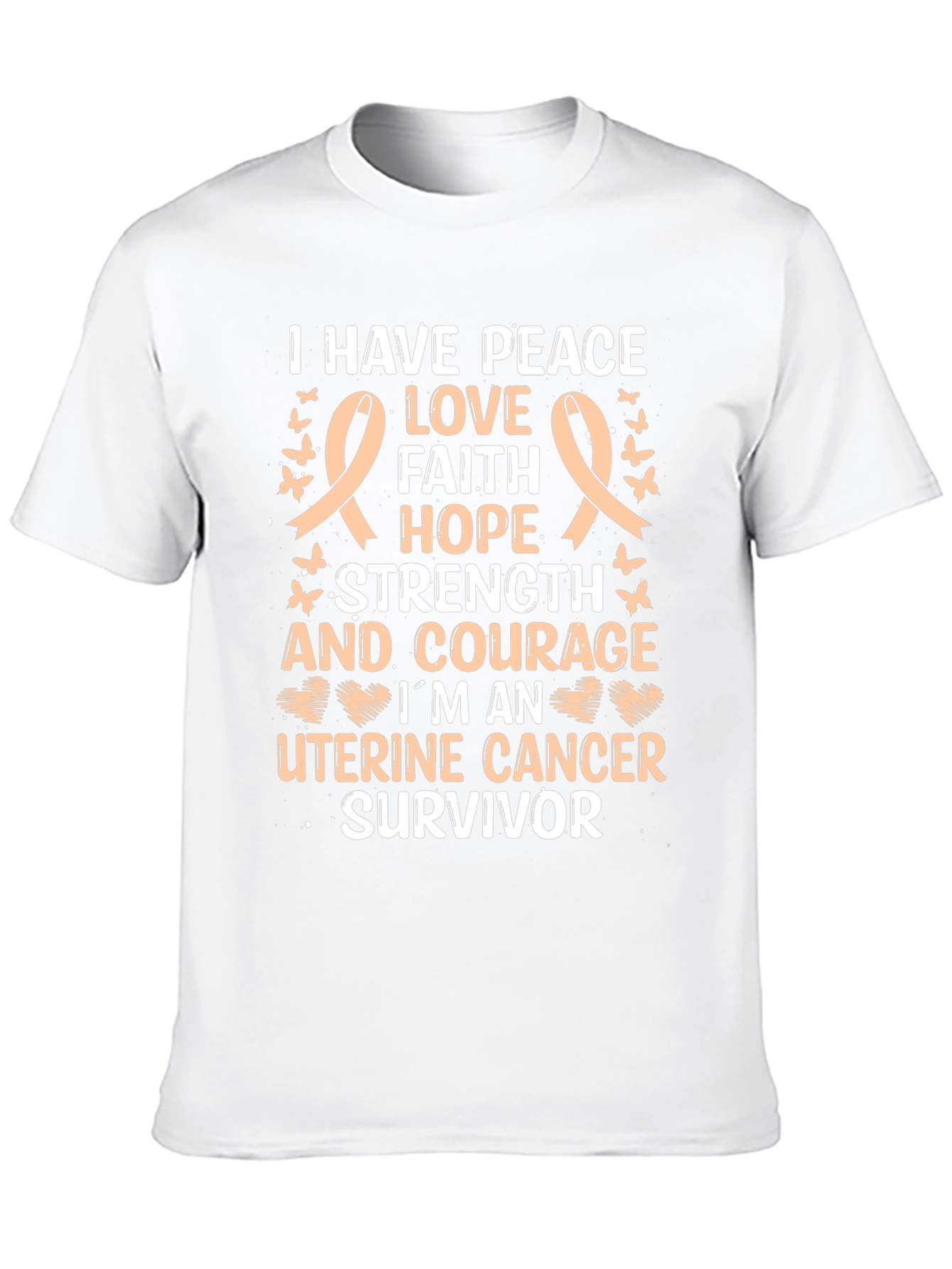 Uterine Cancer Survivor T-Shirt: Peace Love Hope