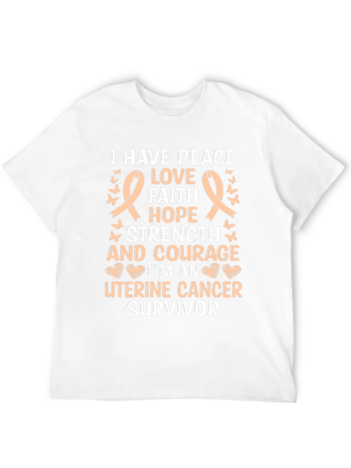 Uterine Cancer Survivor T-Shirt: Peace Love Hope