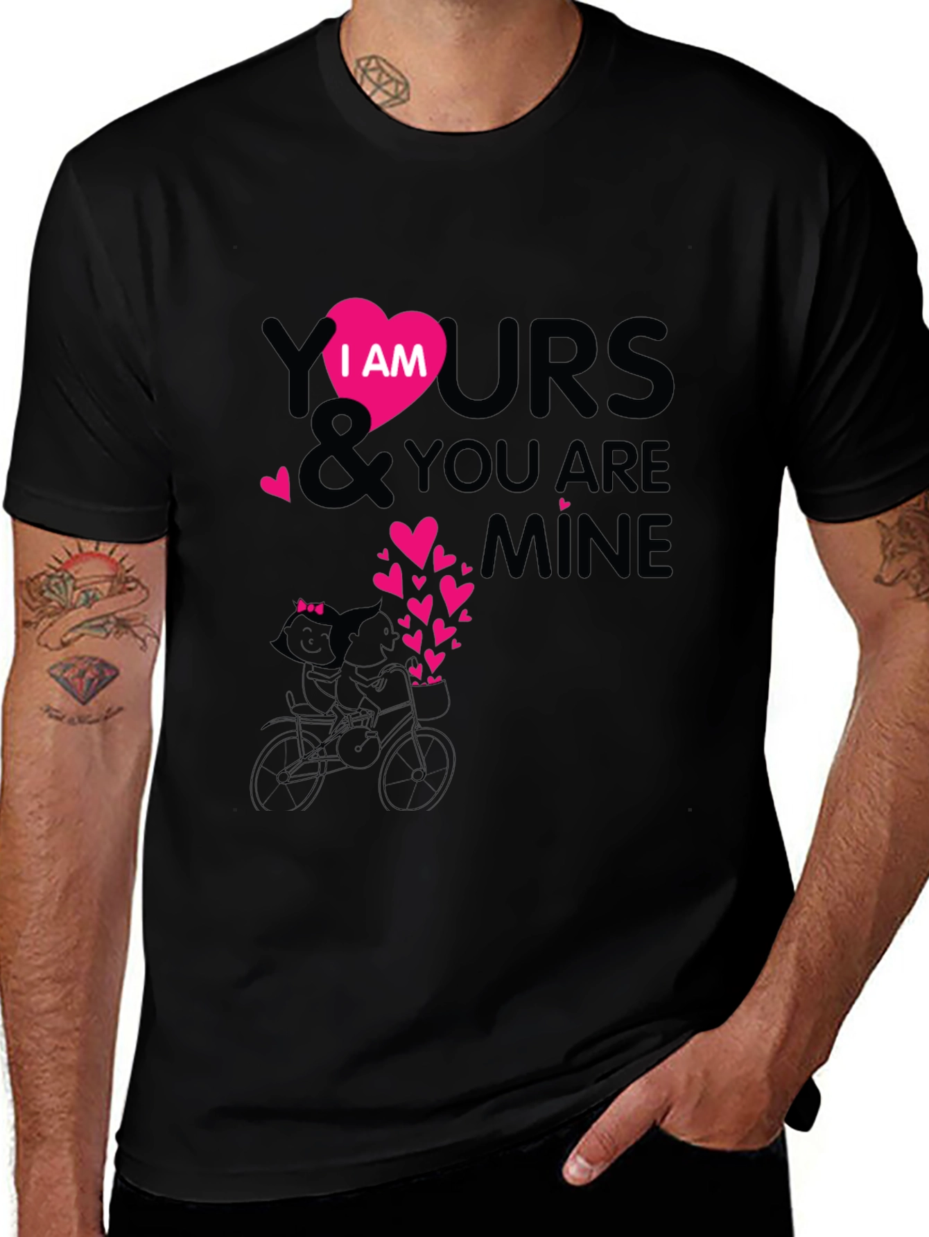 I Am Yours Heart Graphic Black T-Shirt