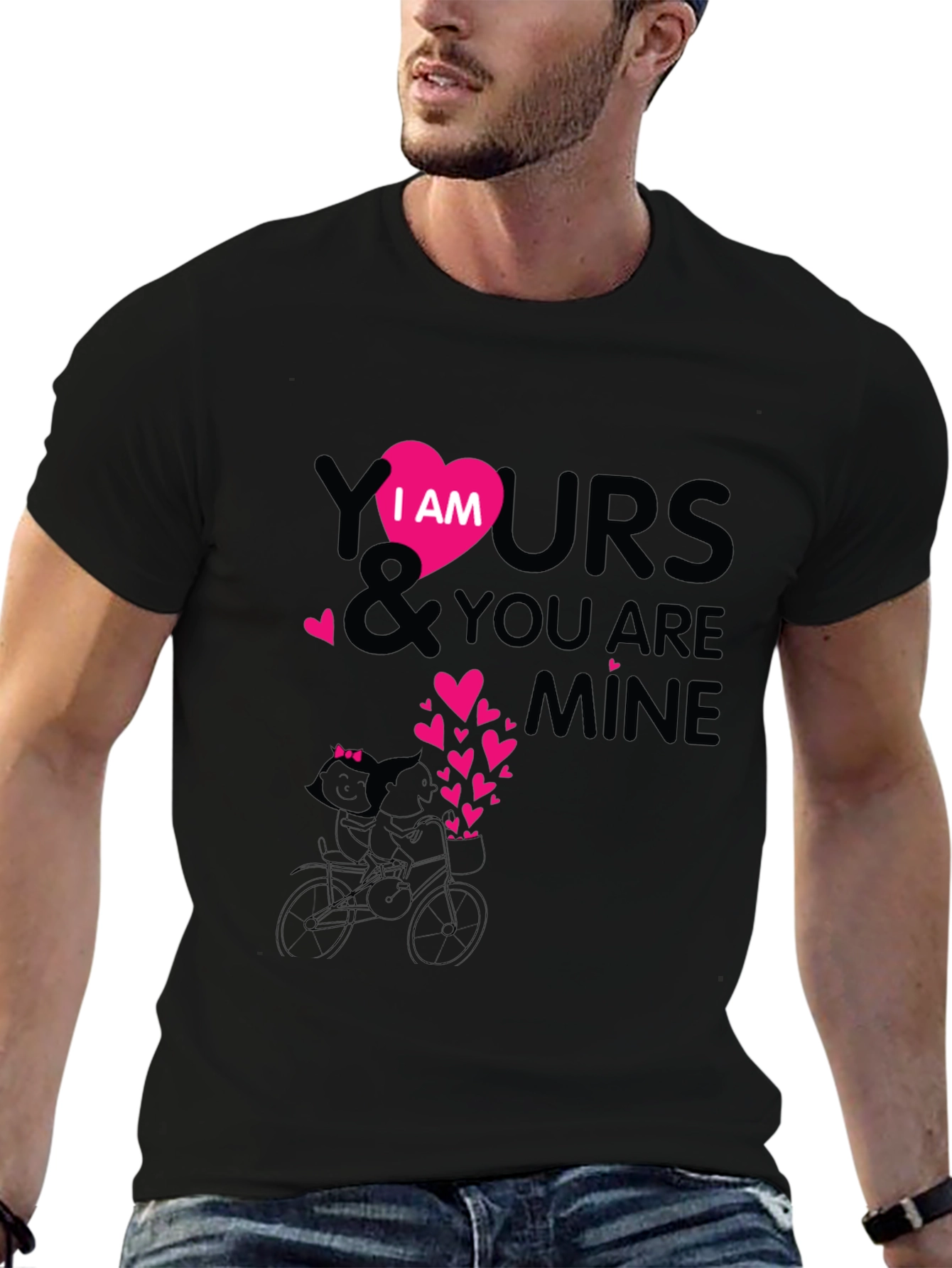 I Am Yours Heart Graphic Black T-Shirt