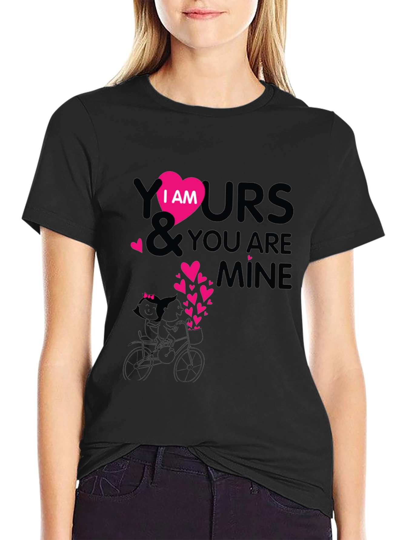 I Am Yours Heart Graphic Black T-Shirt