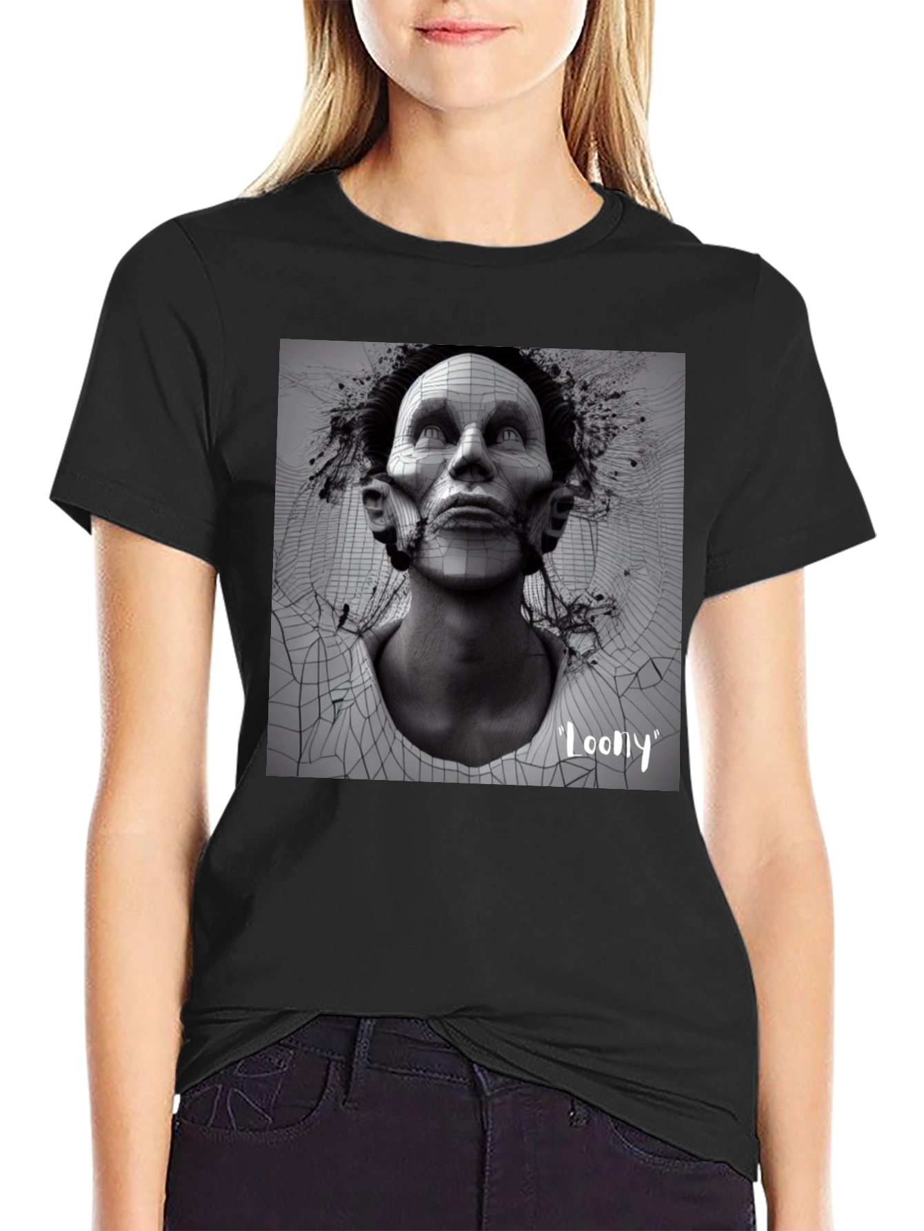 Edgy Loony Graphic Print Black T-Shirt