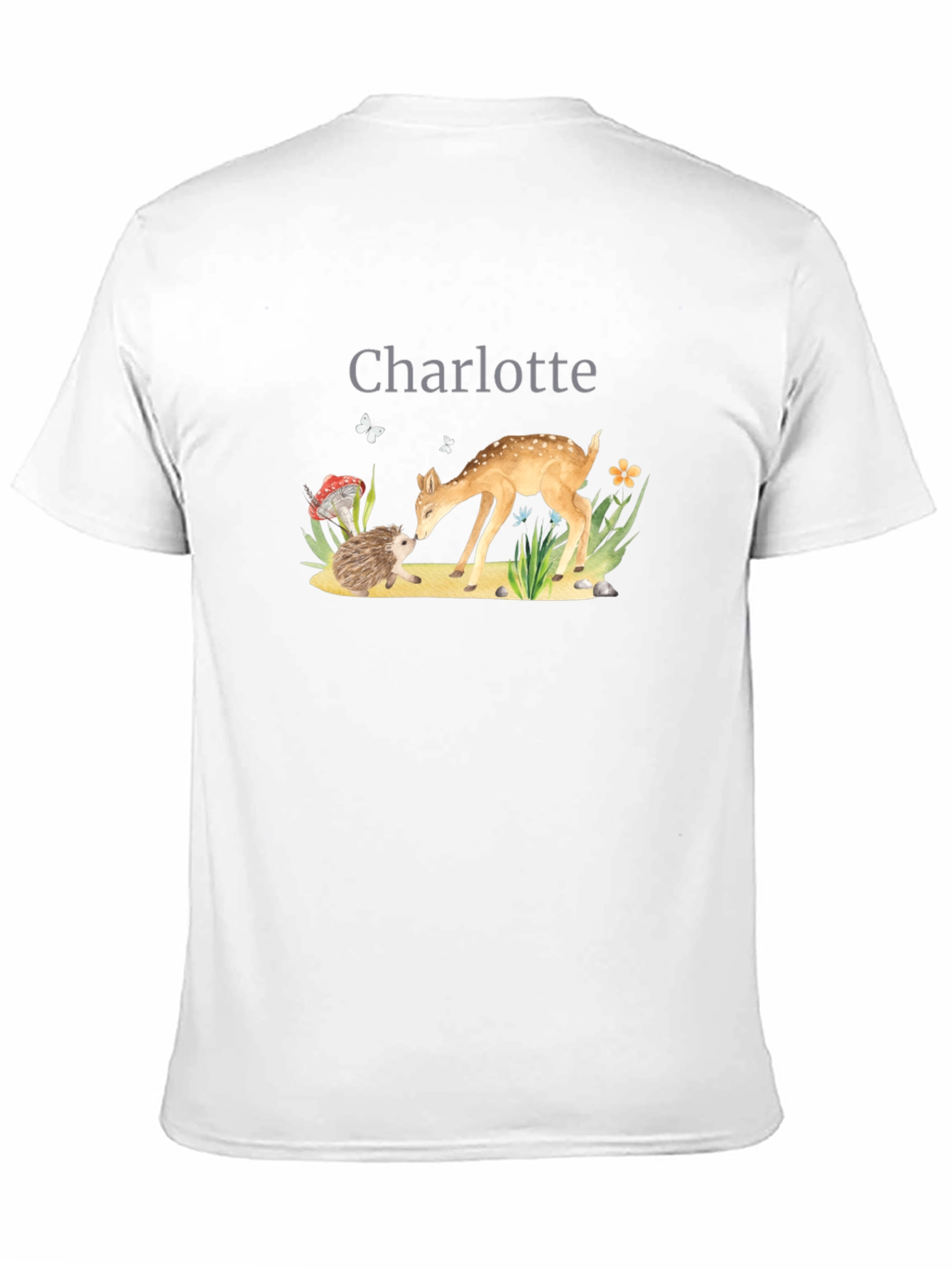 Charlotte Deer & Hedgehog Black T-Shirt
