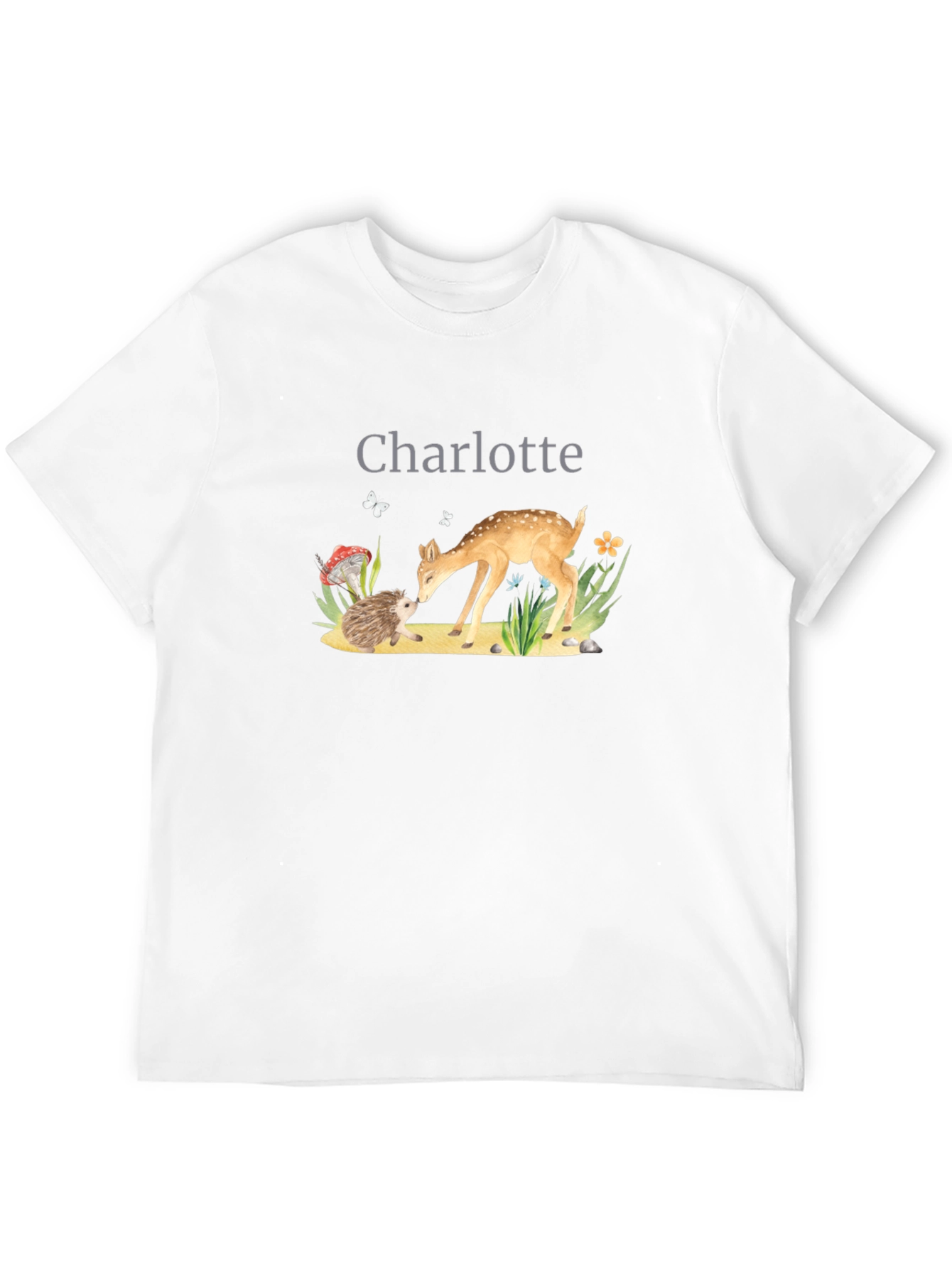Charlotte Deer & Hedgehog Black T-Shirt