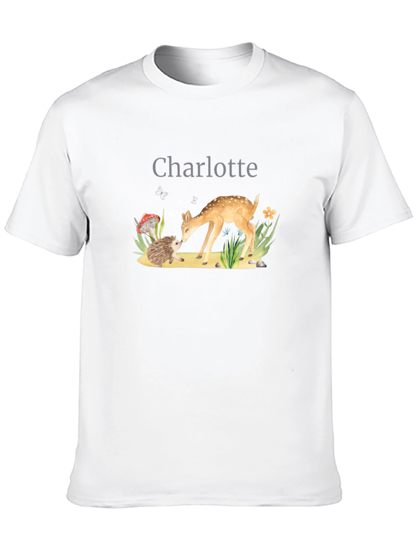 Charlotte Deer & Hedgehog Black T-Shirt