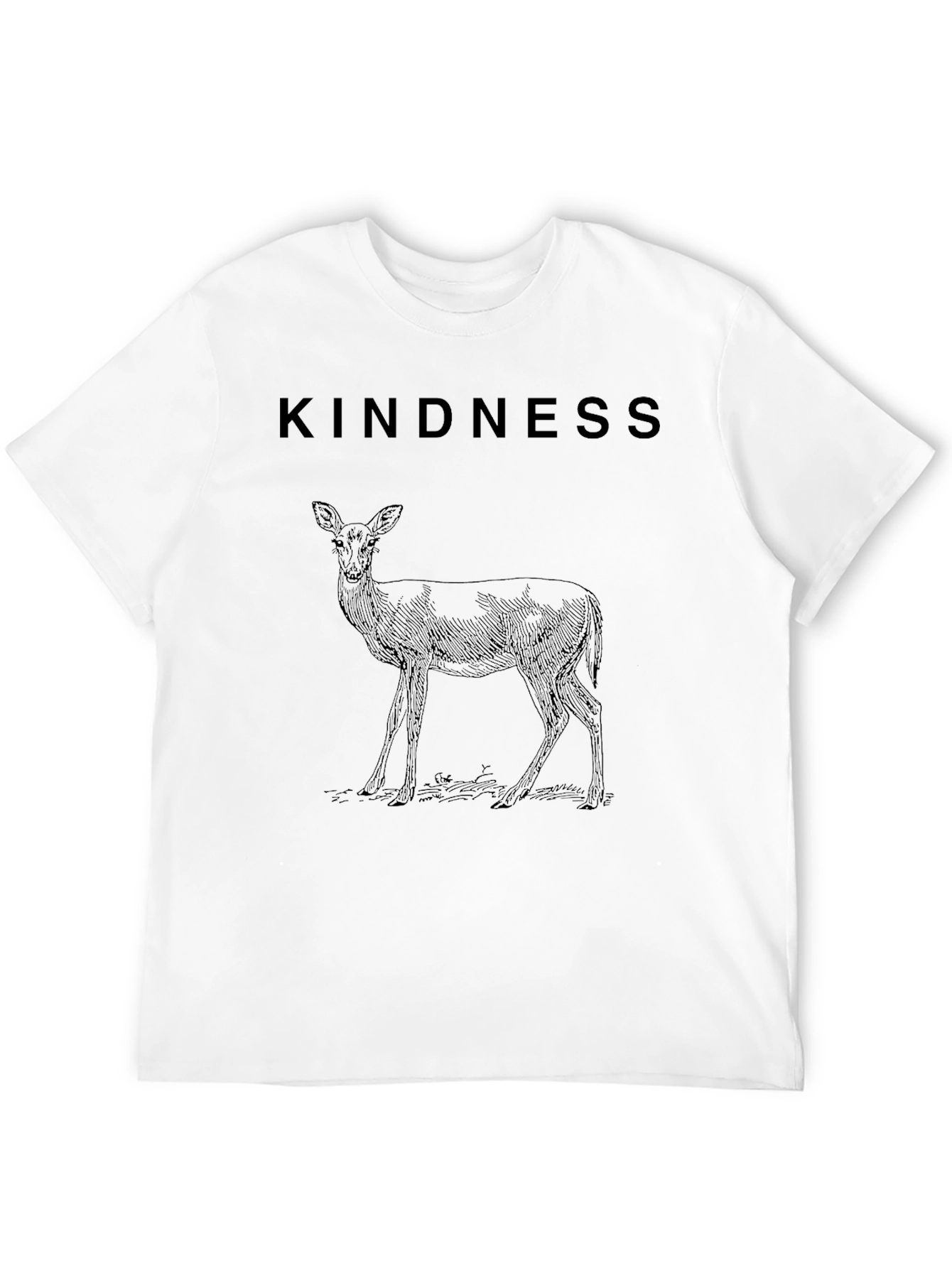 Kindness Deer Graphic Black T-Shirt