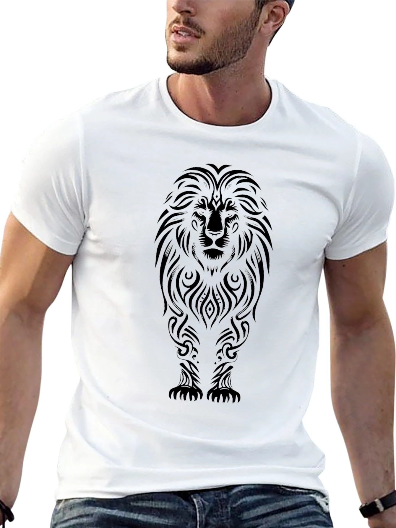 Tribal Lion Graphic Black T-Shirt