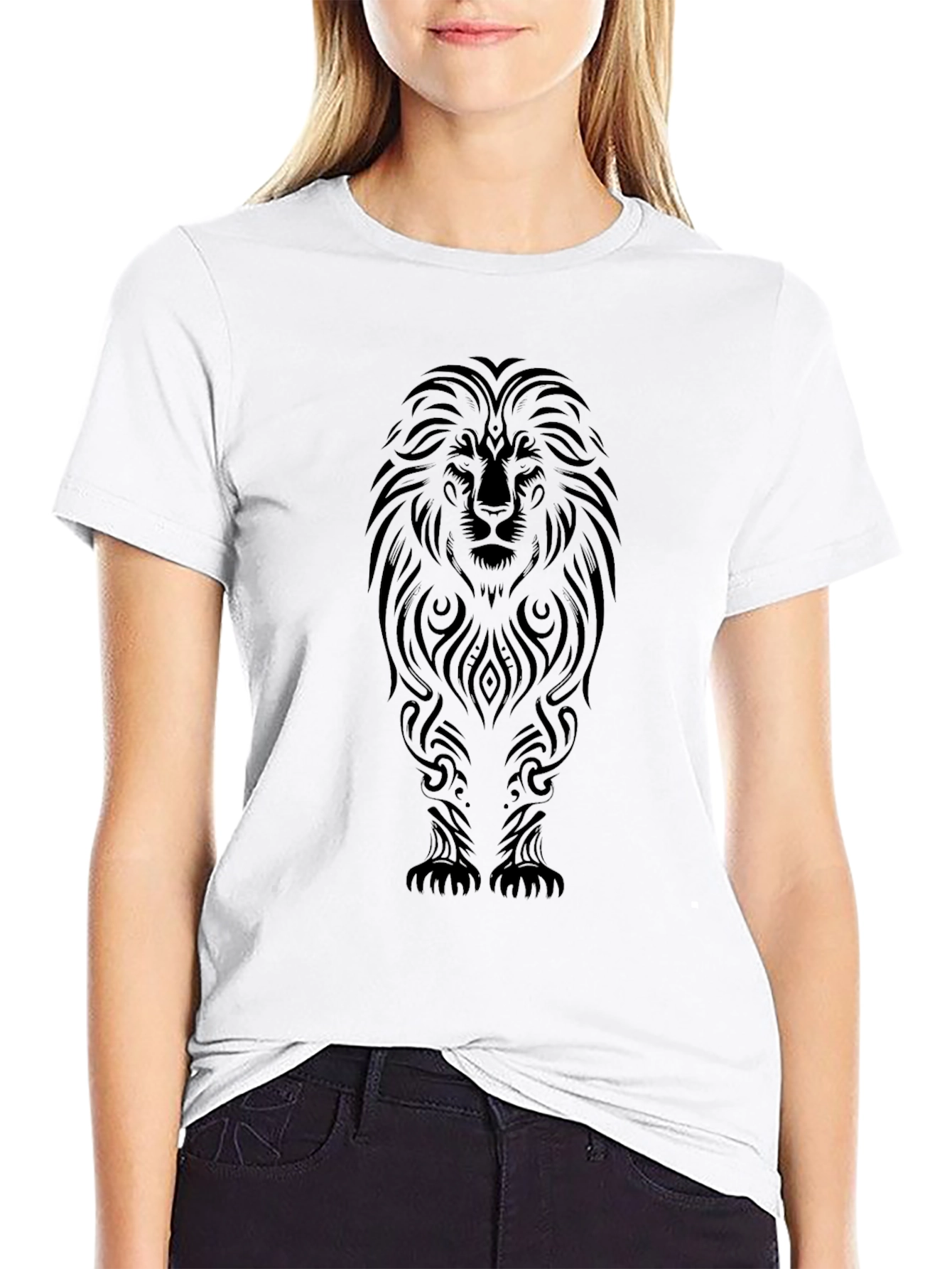 Tribal Lion Graphic Black T-Shirt