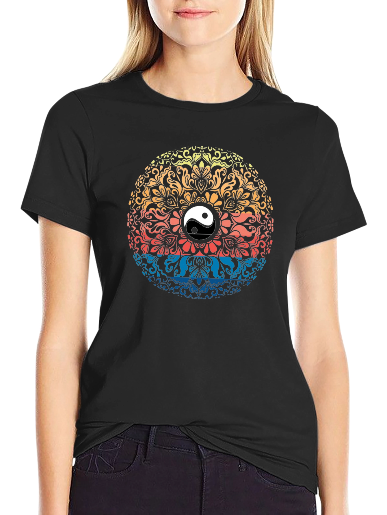 Yin Yang Mandala Graphic T-Shirt