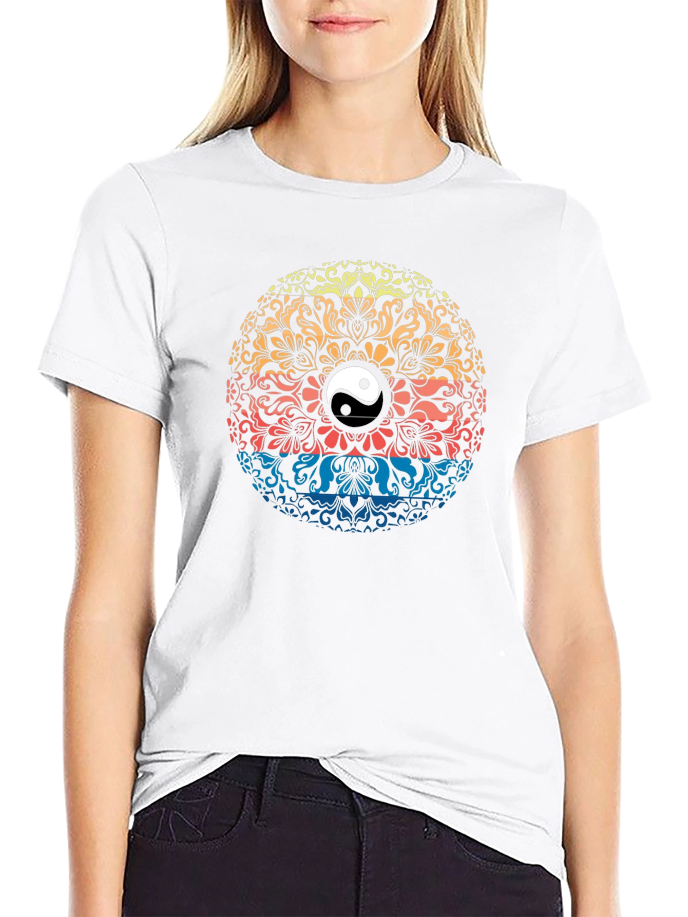 Yin Yang Mandala Graphic T-Shirt