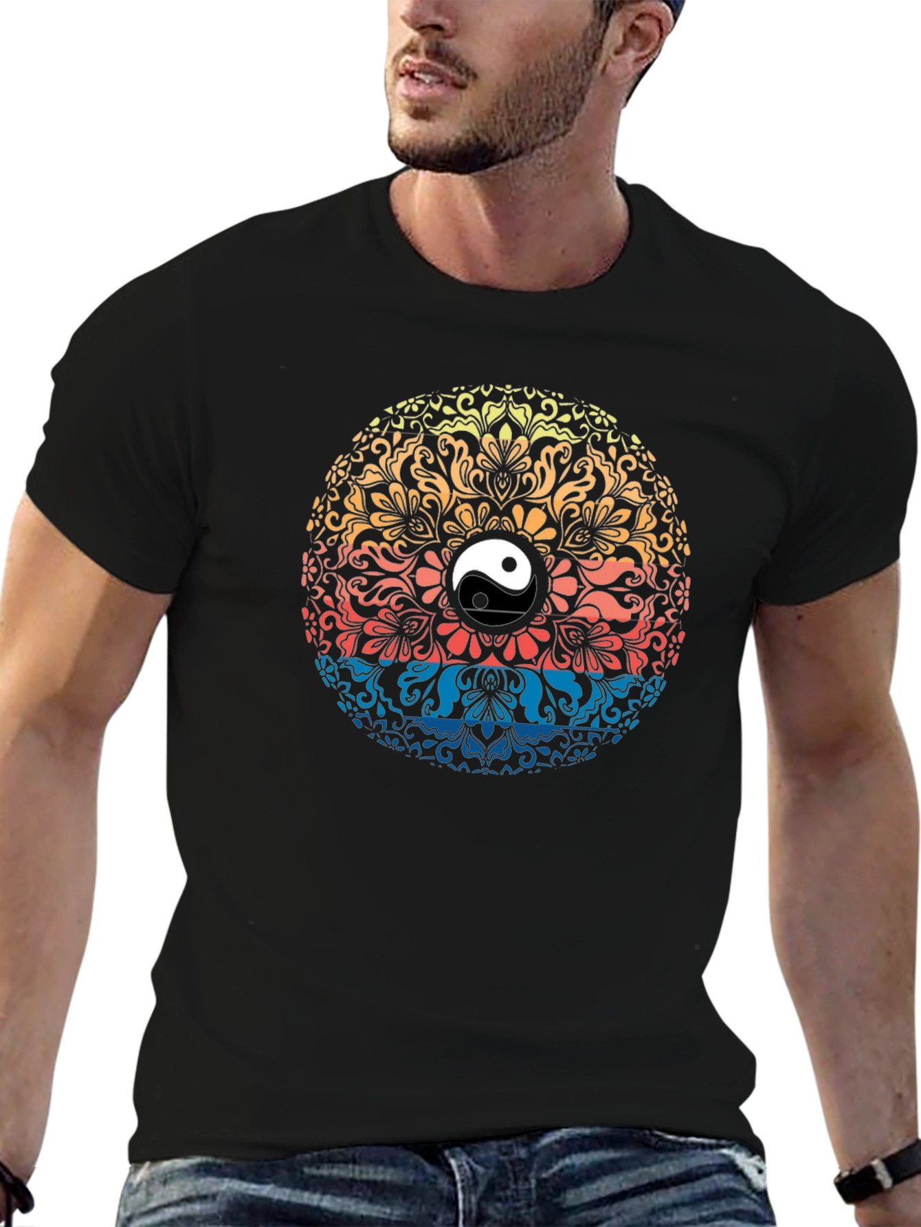 Yin Yang Mandala Graphic T-Shirt