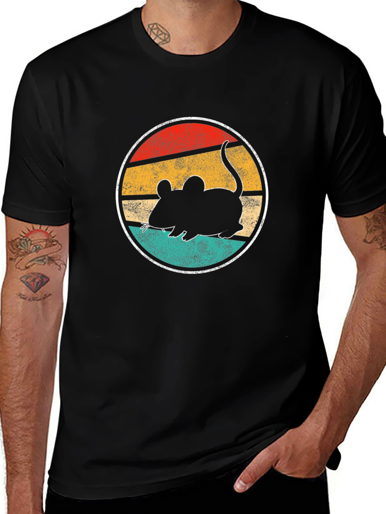 Retro Mouse T-Shirt - Black Cotton Blend