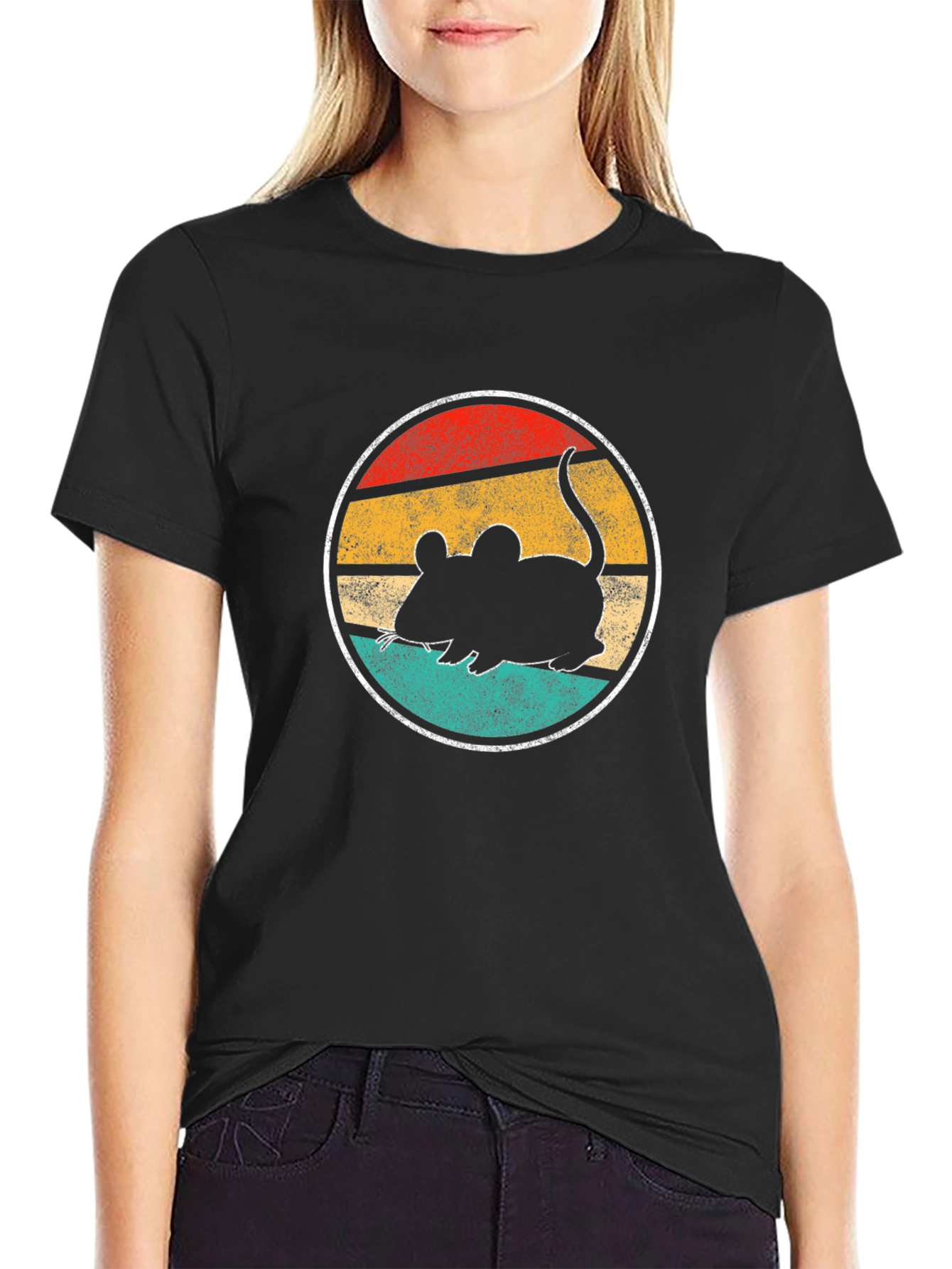 Retro Mouse T-Shirt - Black Cotton Blend