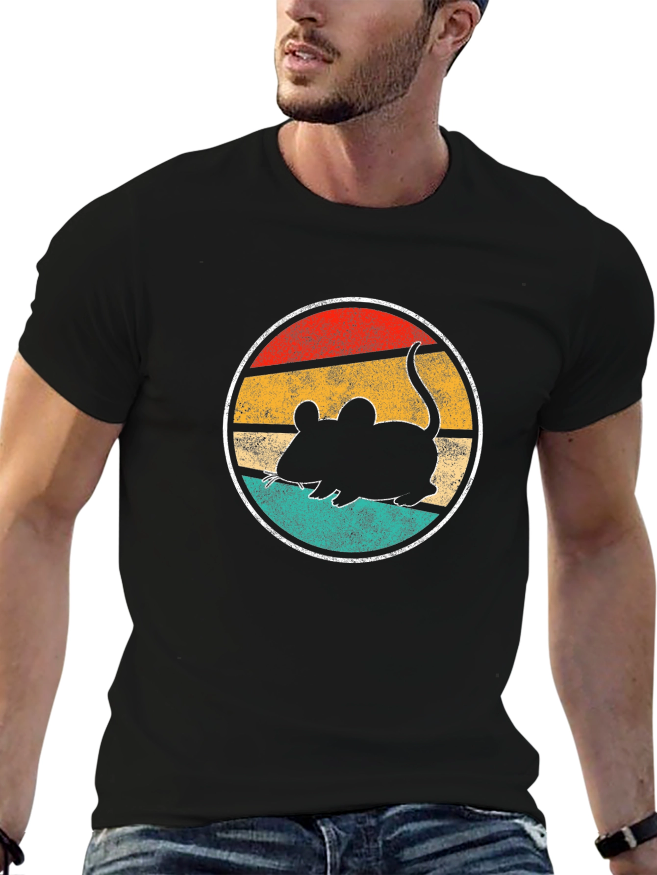 Retro Mouse T-Shirt - Black Cotton Blend