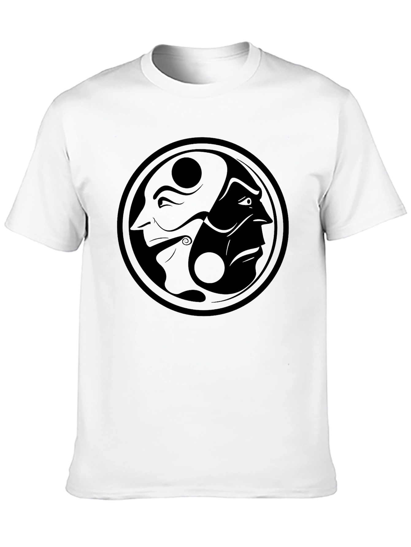 Yin Yang Faces Graphic T-Shirt - Mens Black Tee