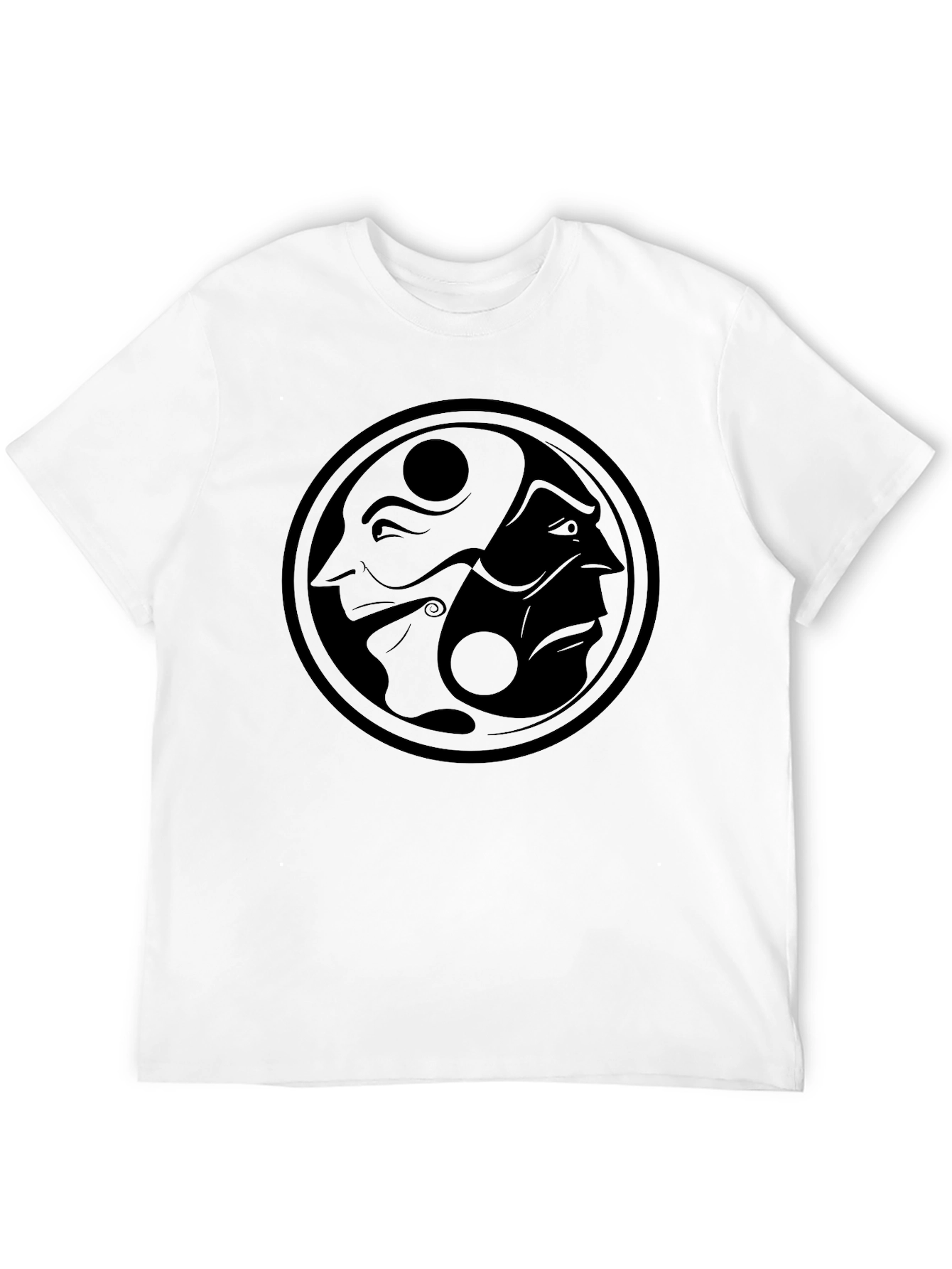 Yin Yang Faces Graphic T-Shirt - Mens Black Tee