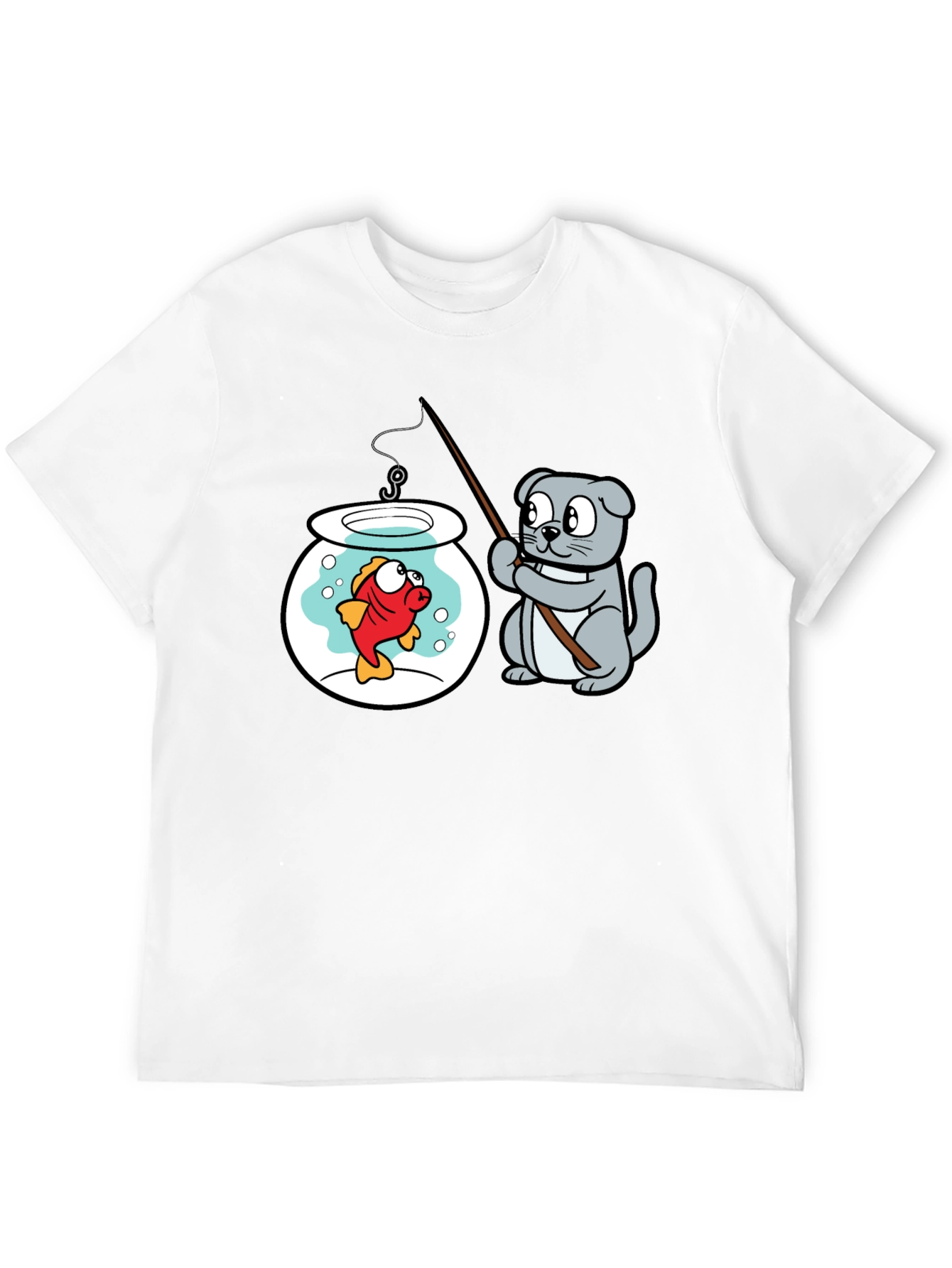 Cat Fishing Goldfish Graphic Tee