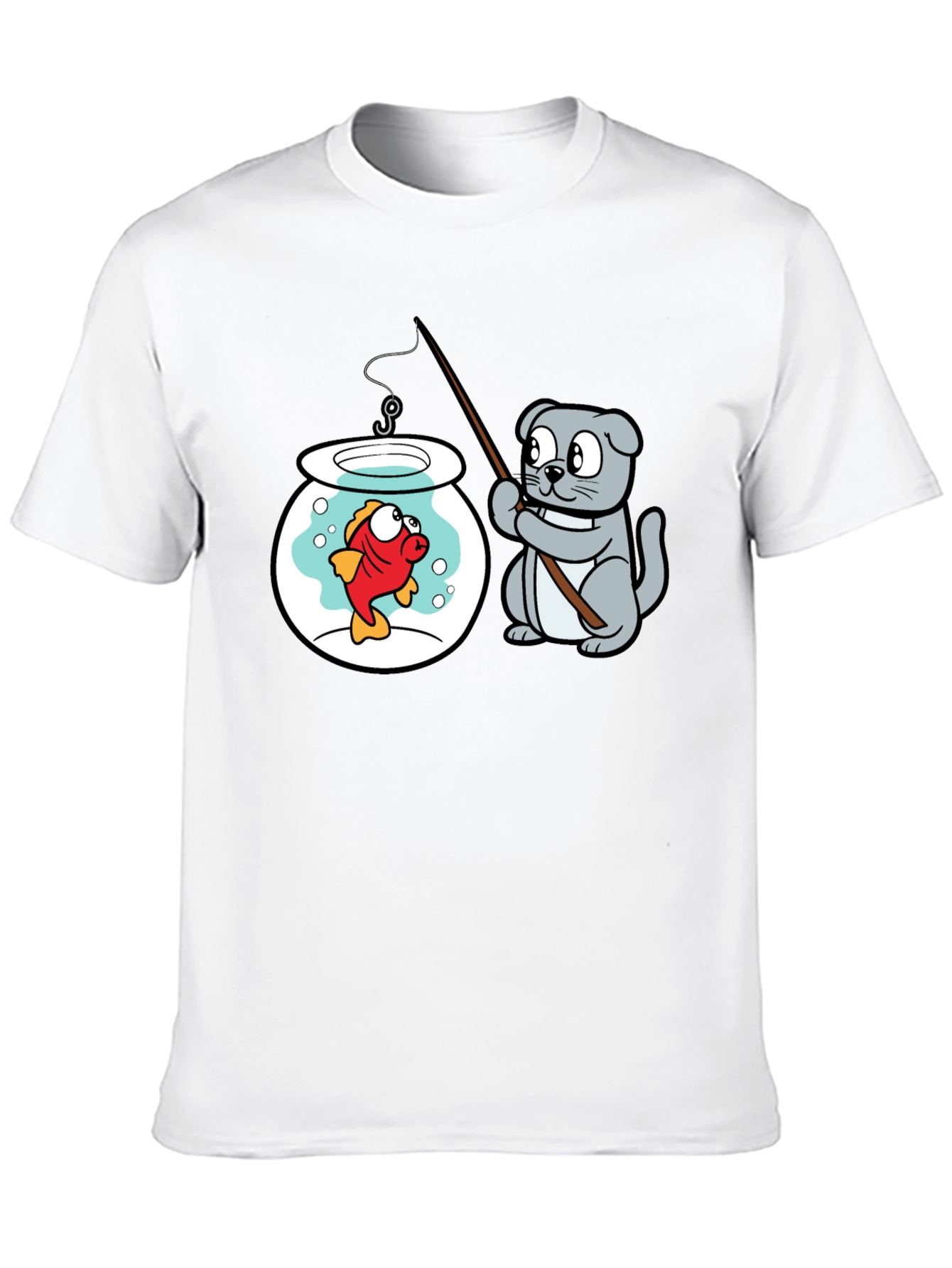 Cat Fishing Goldfish Graphic Tee