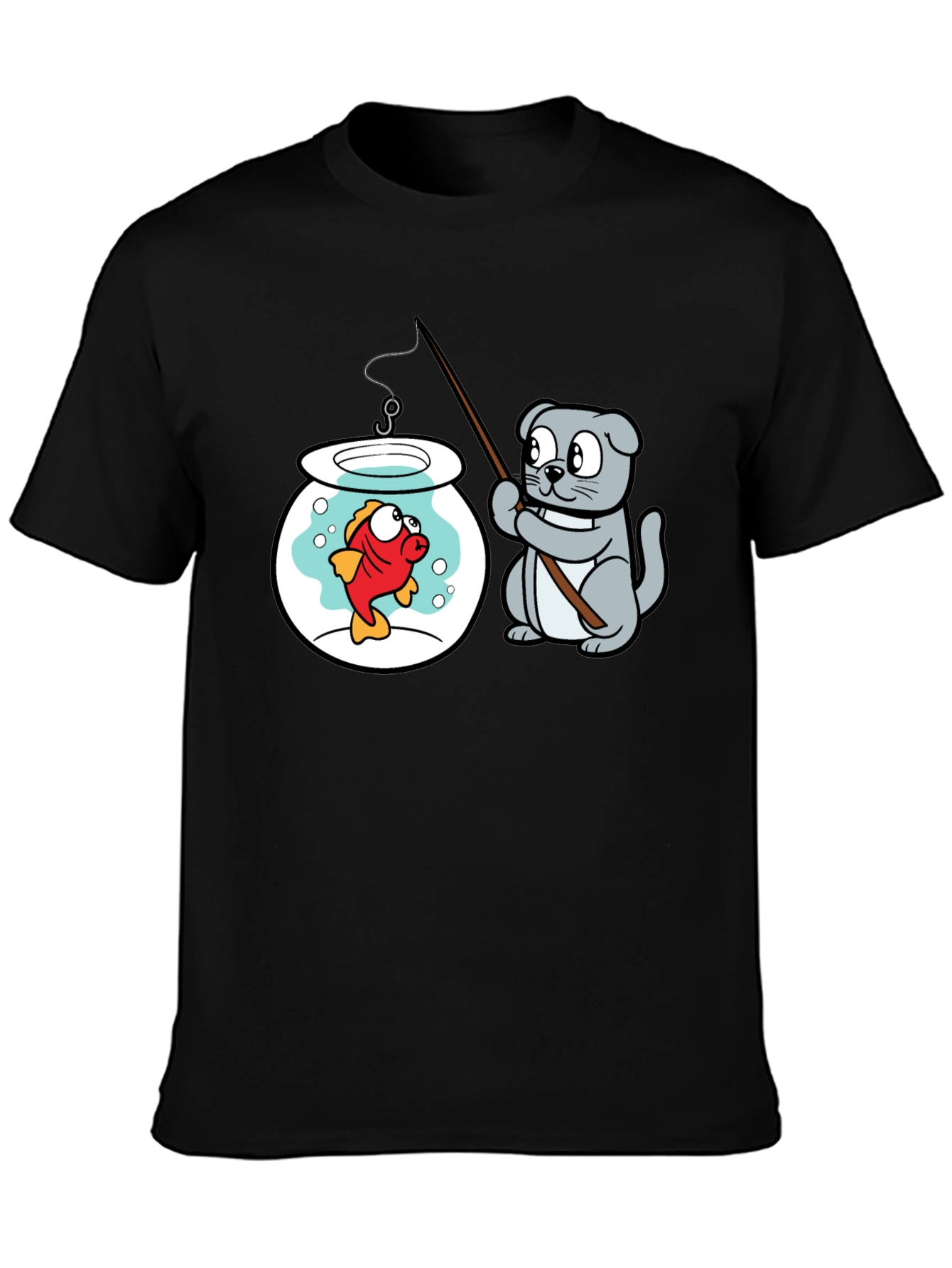 Cat Fishing Goldfish Graphic Tee