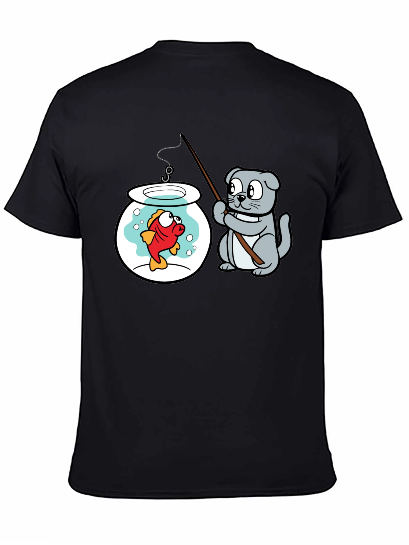 Cat Fishing Goldfish Graphic Tee