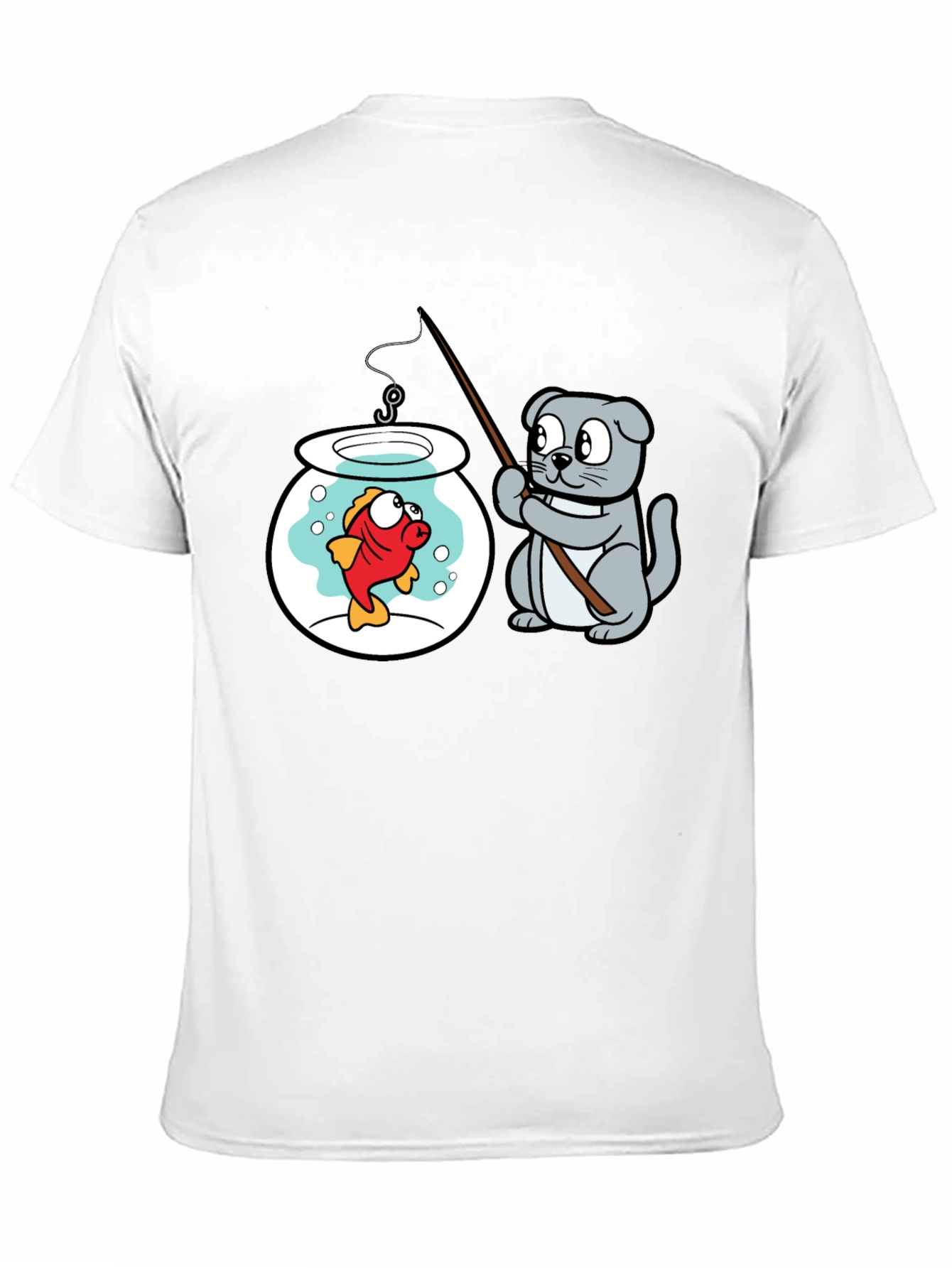 Cat Fishing Goldfish Graphic Tee