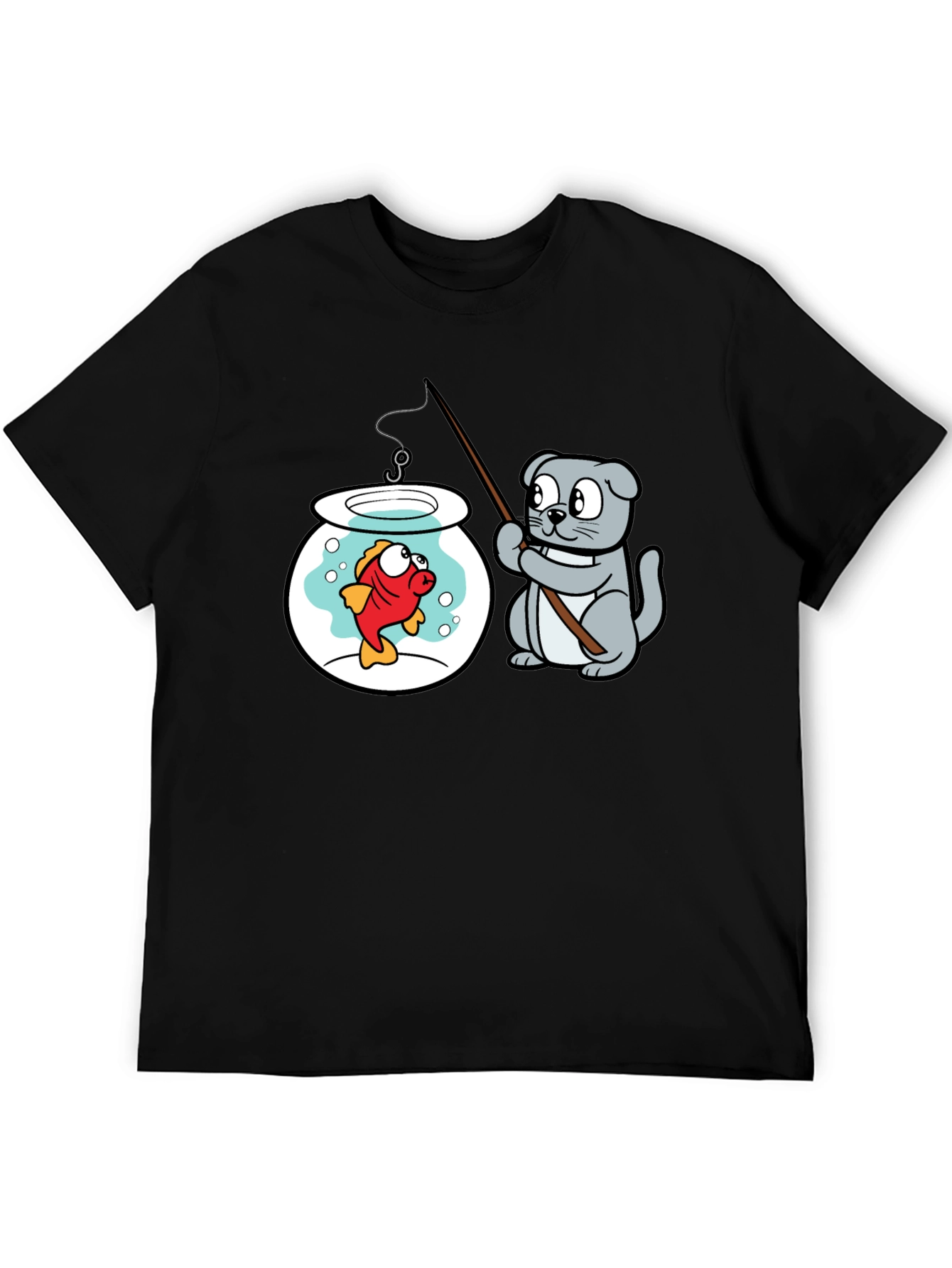 Cat Fishing Goldfish Graphic Tee