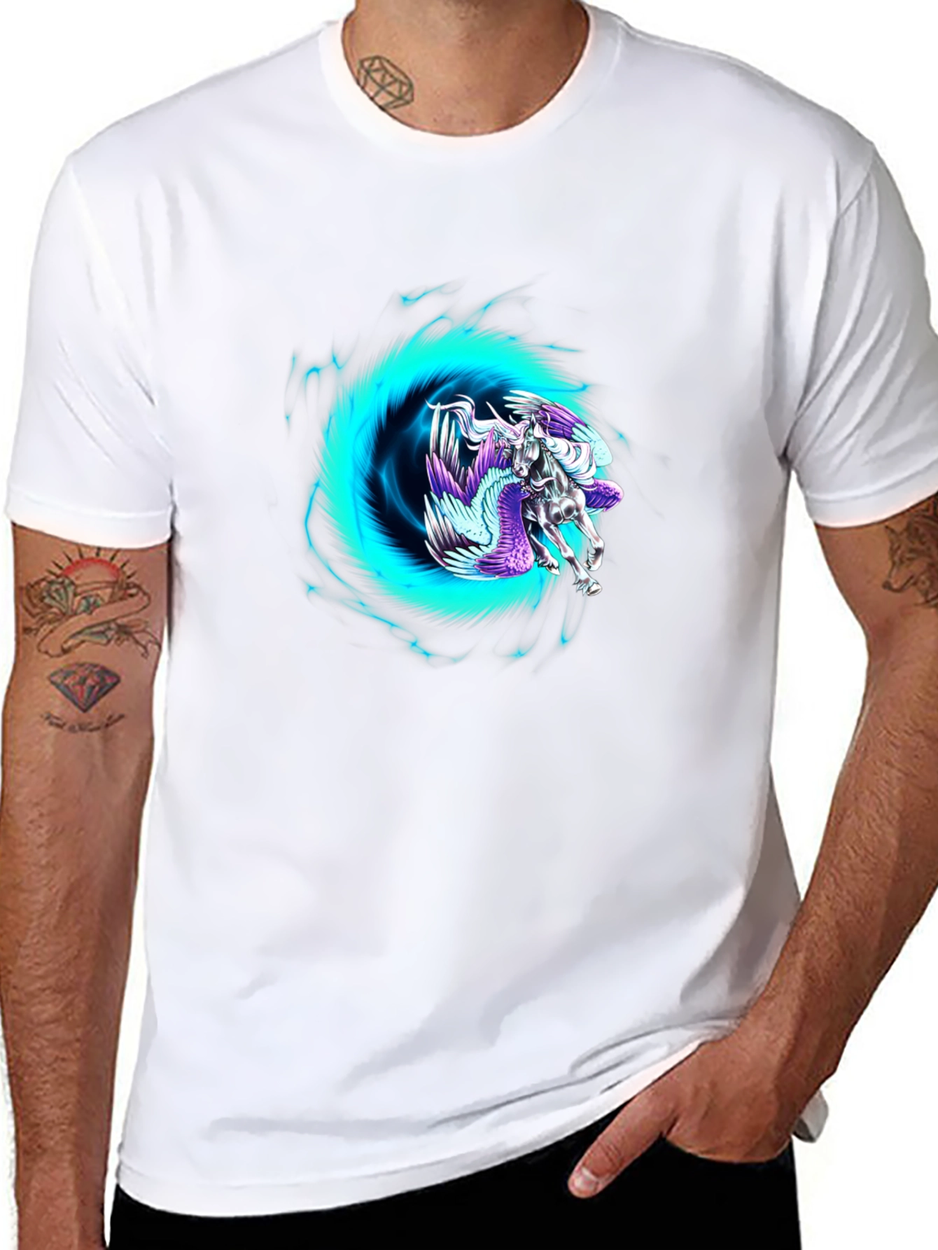 Pegasus Portal Graphic Tee - Black Cotton Blend
