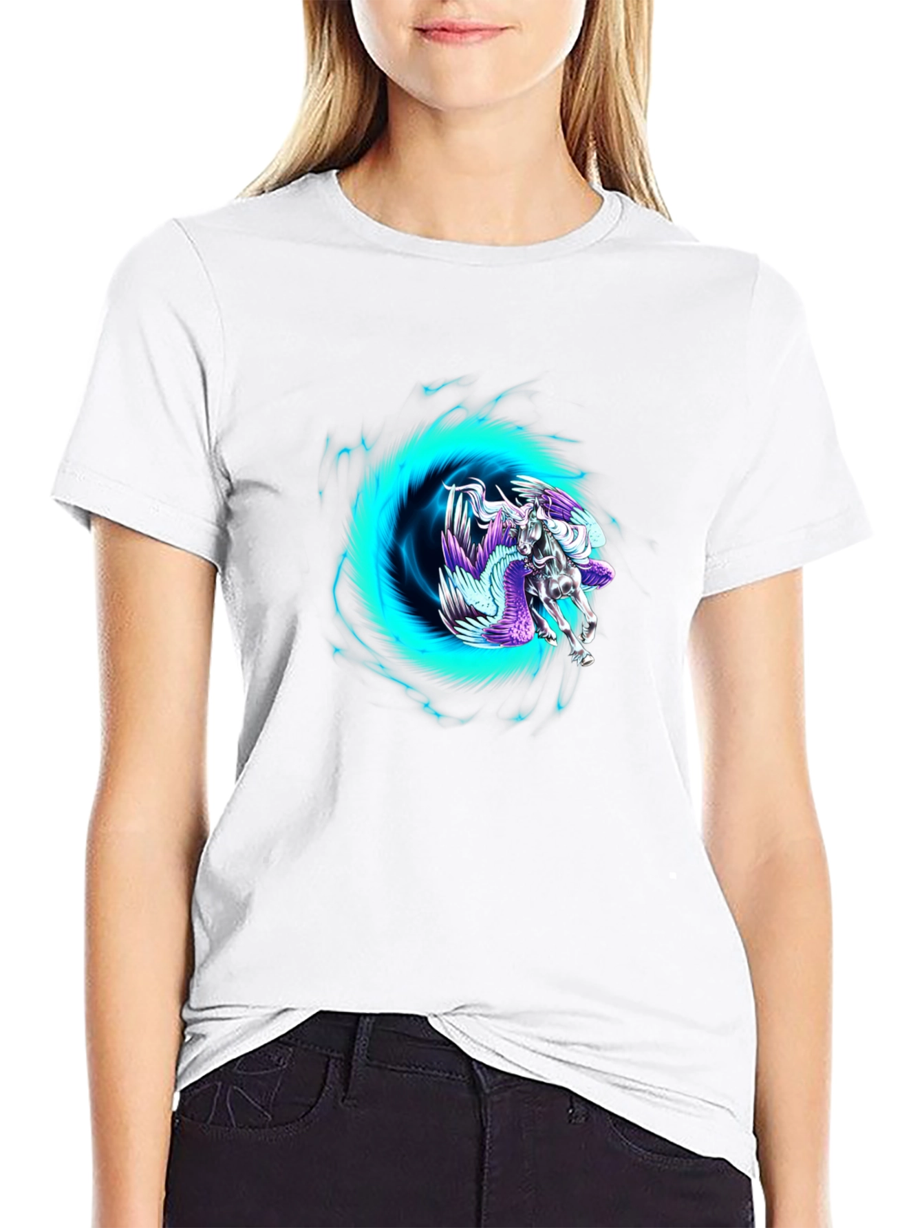 Pegasus Portal Graphic Tee - Black Cotton Blend