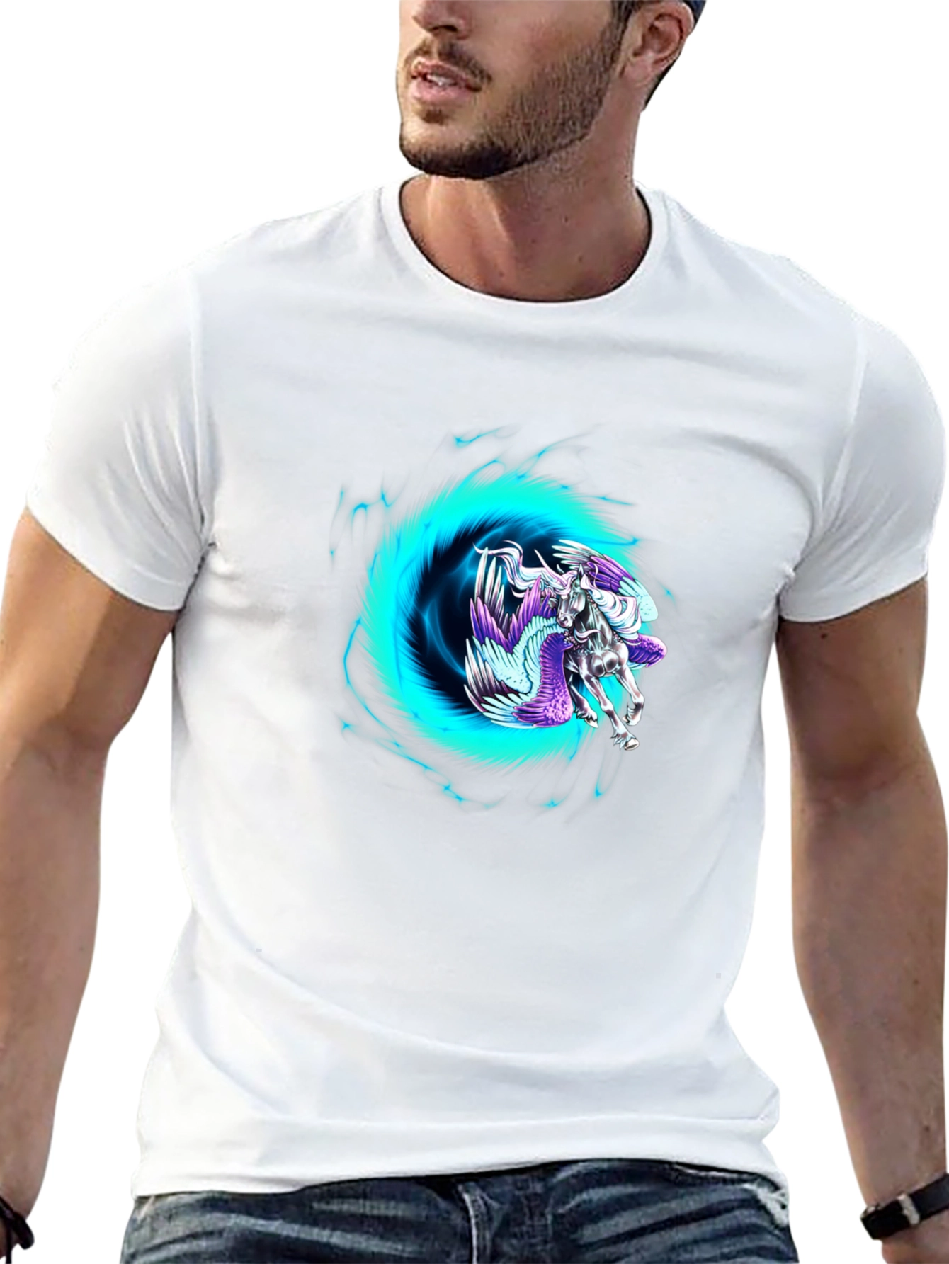 Pegasus Portal Graphic Tee - Black Cotton Blend