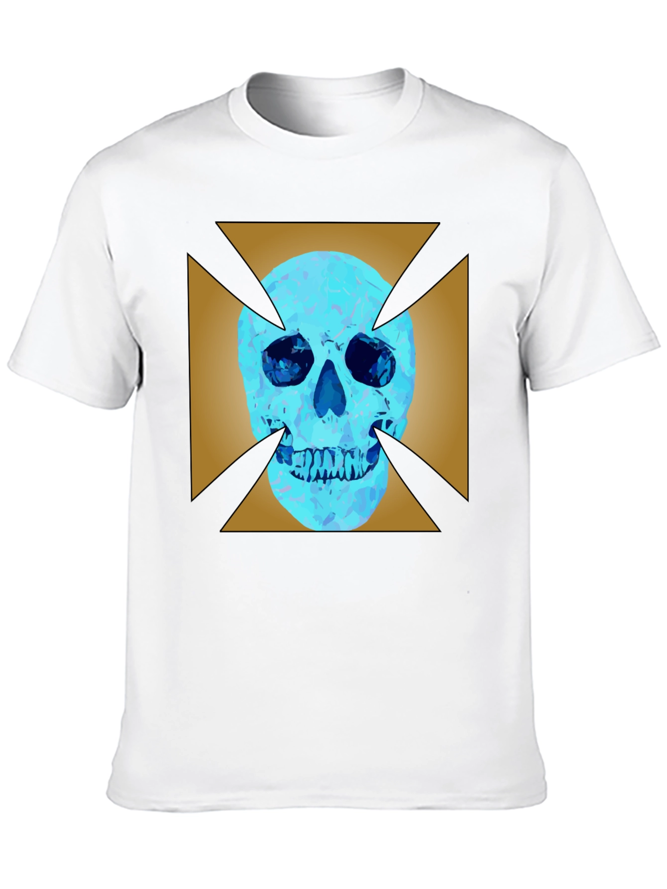 Edgy Graphic Tee: Skull X Design Black Cotton