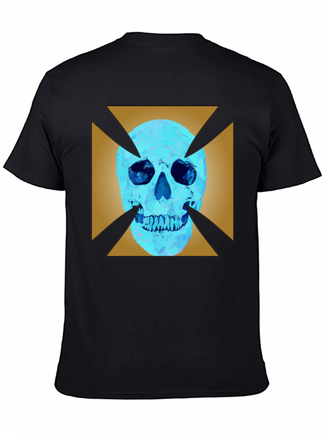 Edgy Graphic Tee: Skull X Design Black Cotton