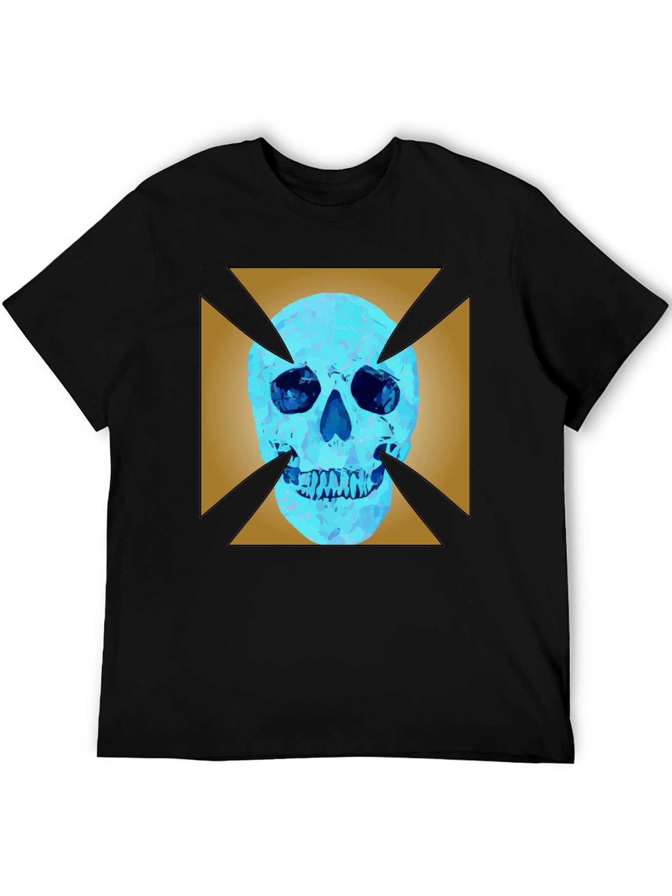 Edgy Graphic Tee: Skull X Design Black Cotton