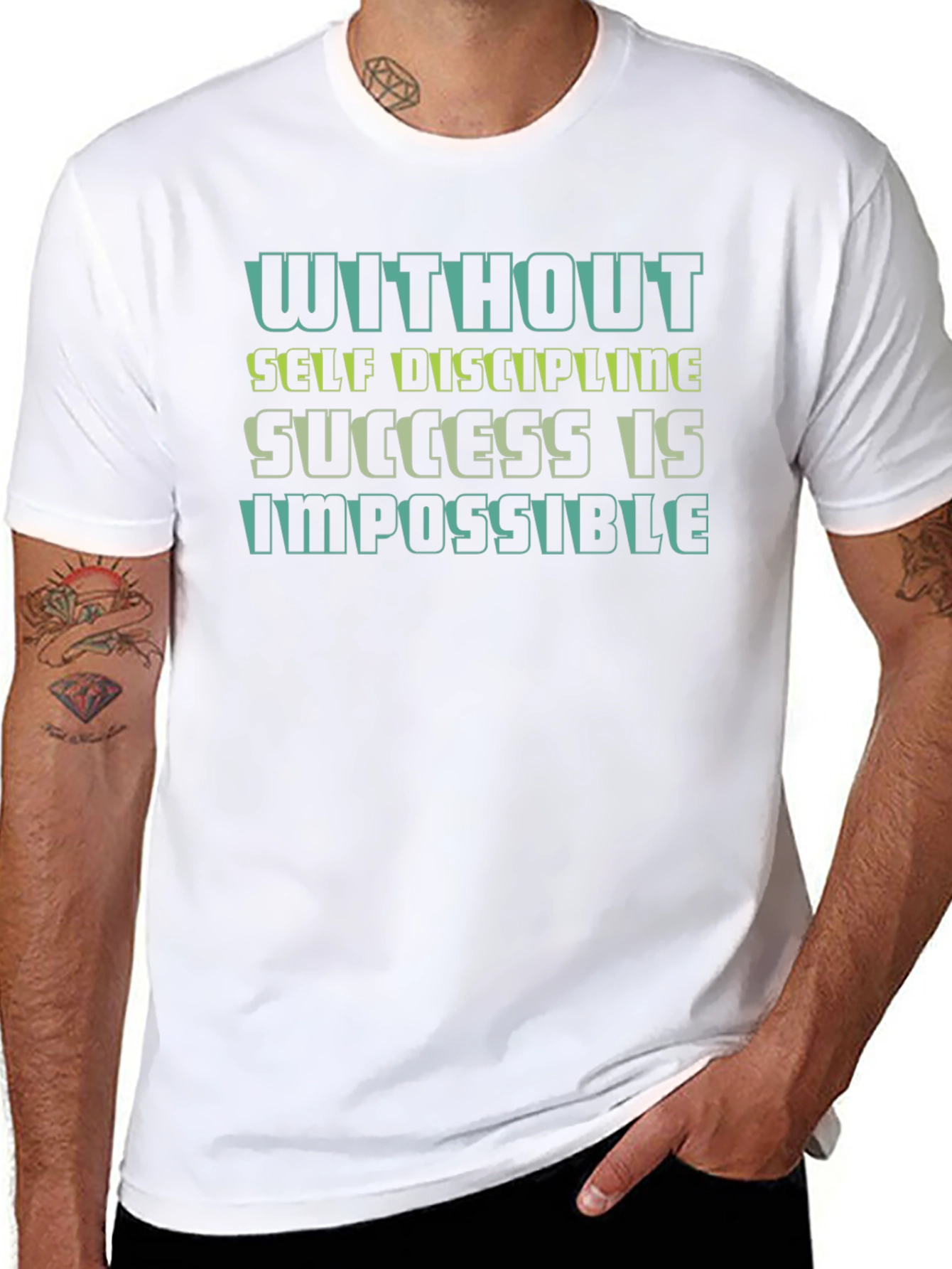 Motivational T-Shirt: Without Self-Discipline Success is Impossible