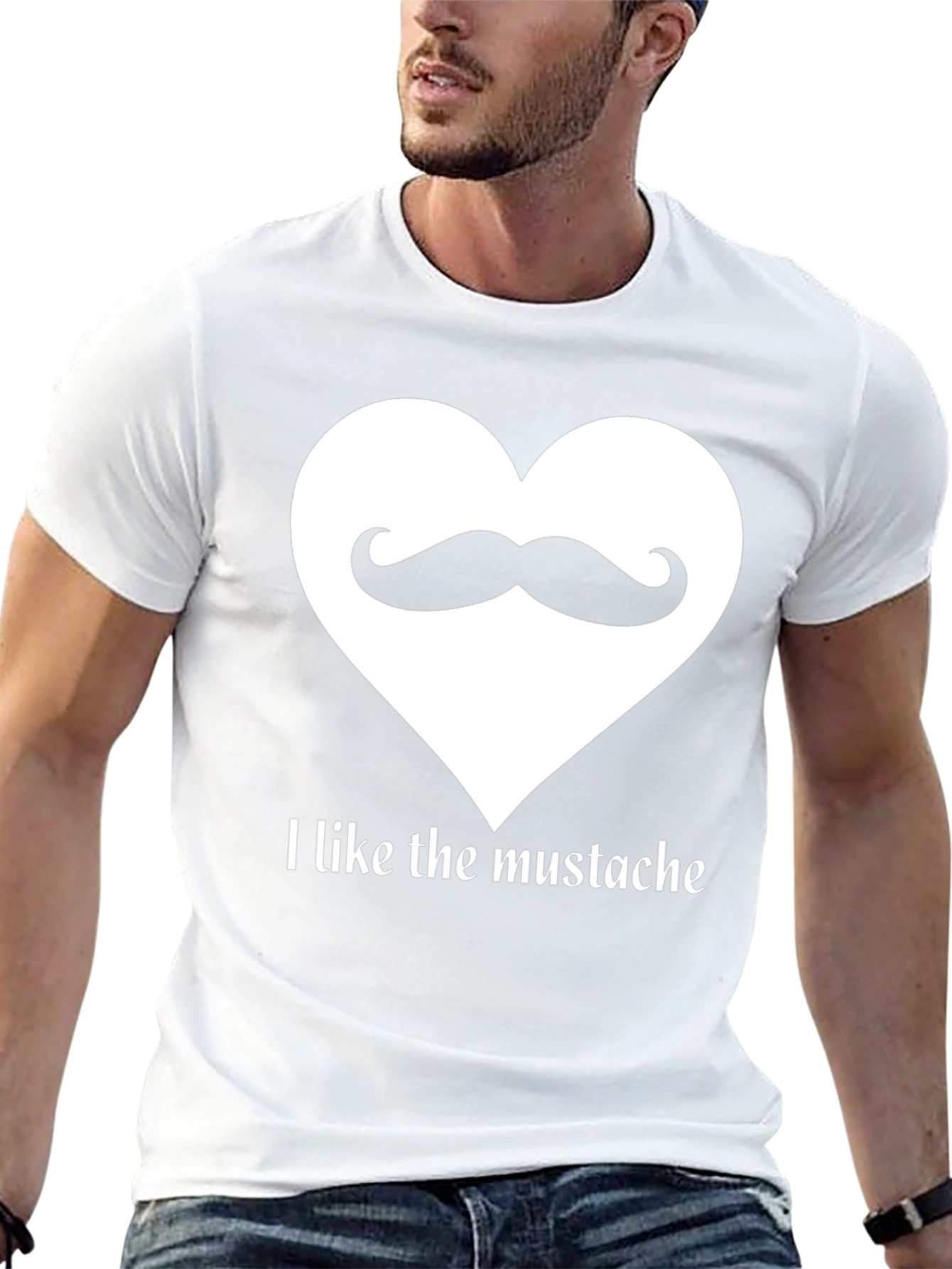 I Love Mustaches Mens Black T-Shirt