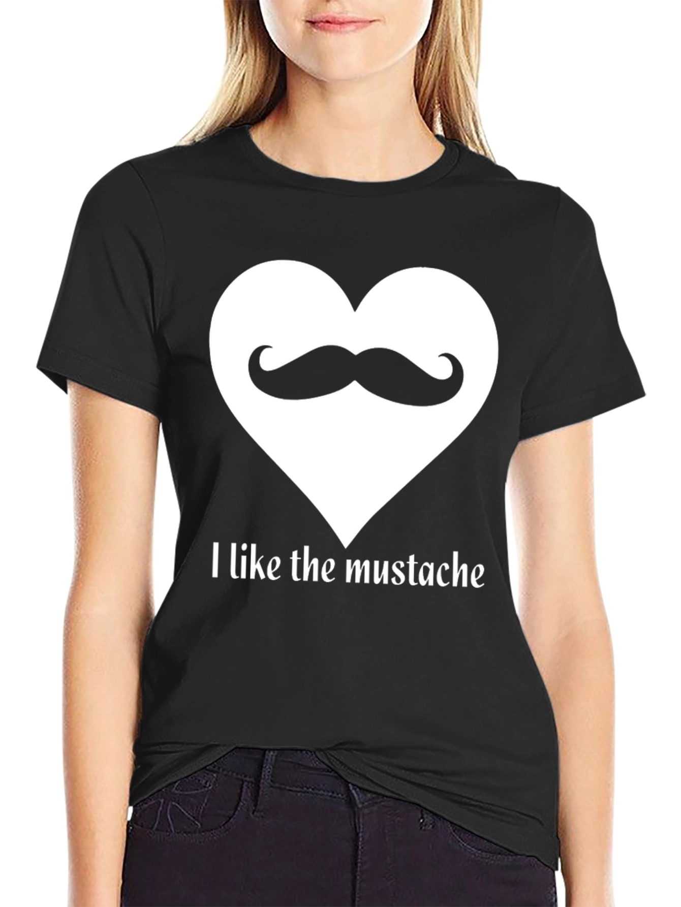 I Love Mustaches Mens Black T-Shirt